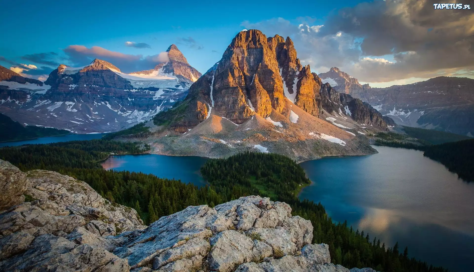 Góry, Jezioro, Skały, Alberta, Kanada