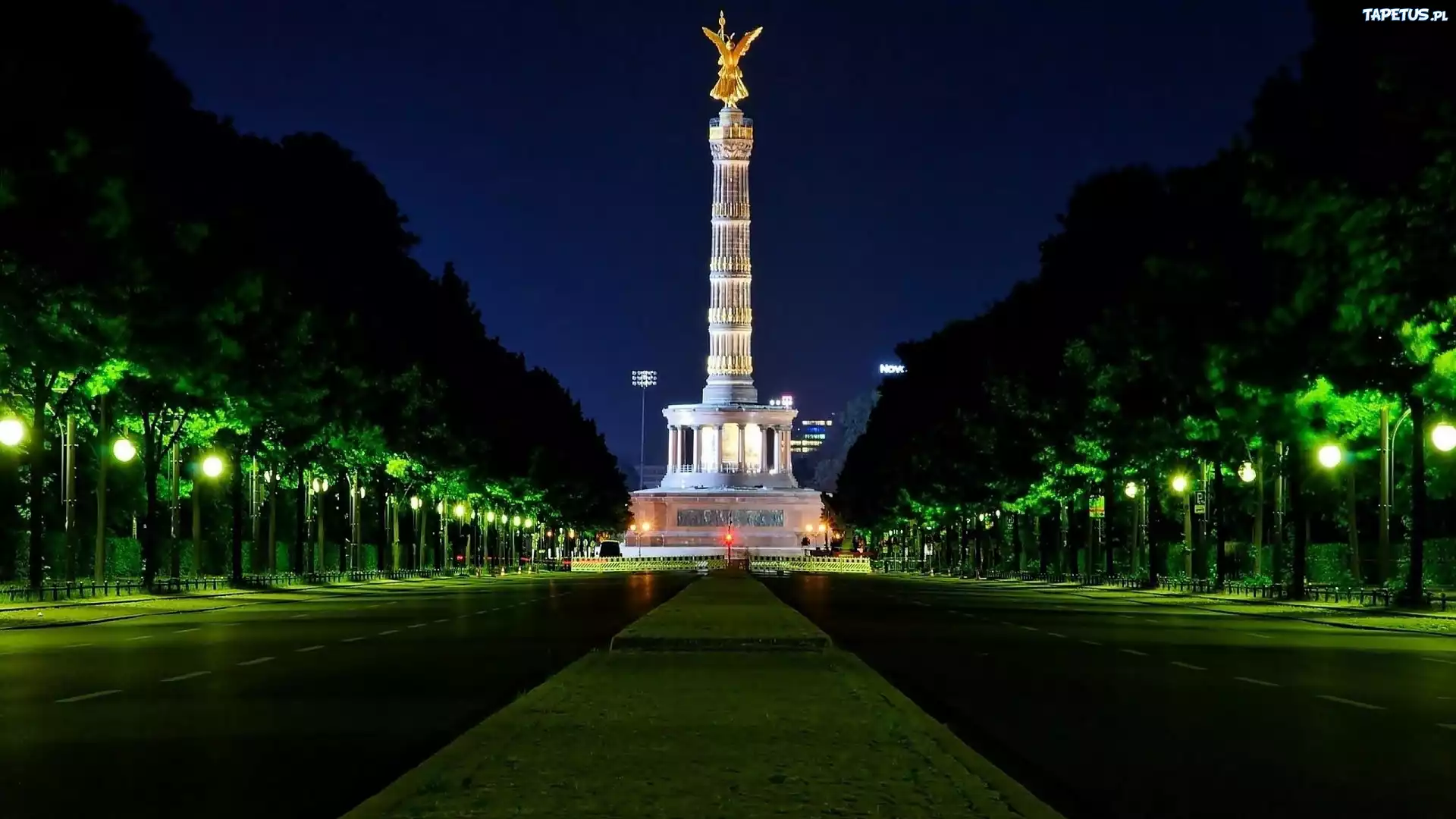 Kolumna, Zwycięstwa, Berlin, Miasto, Nocą