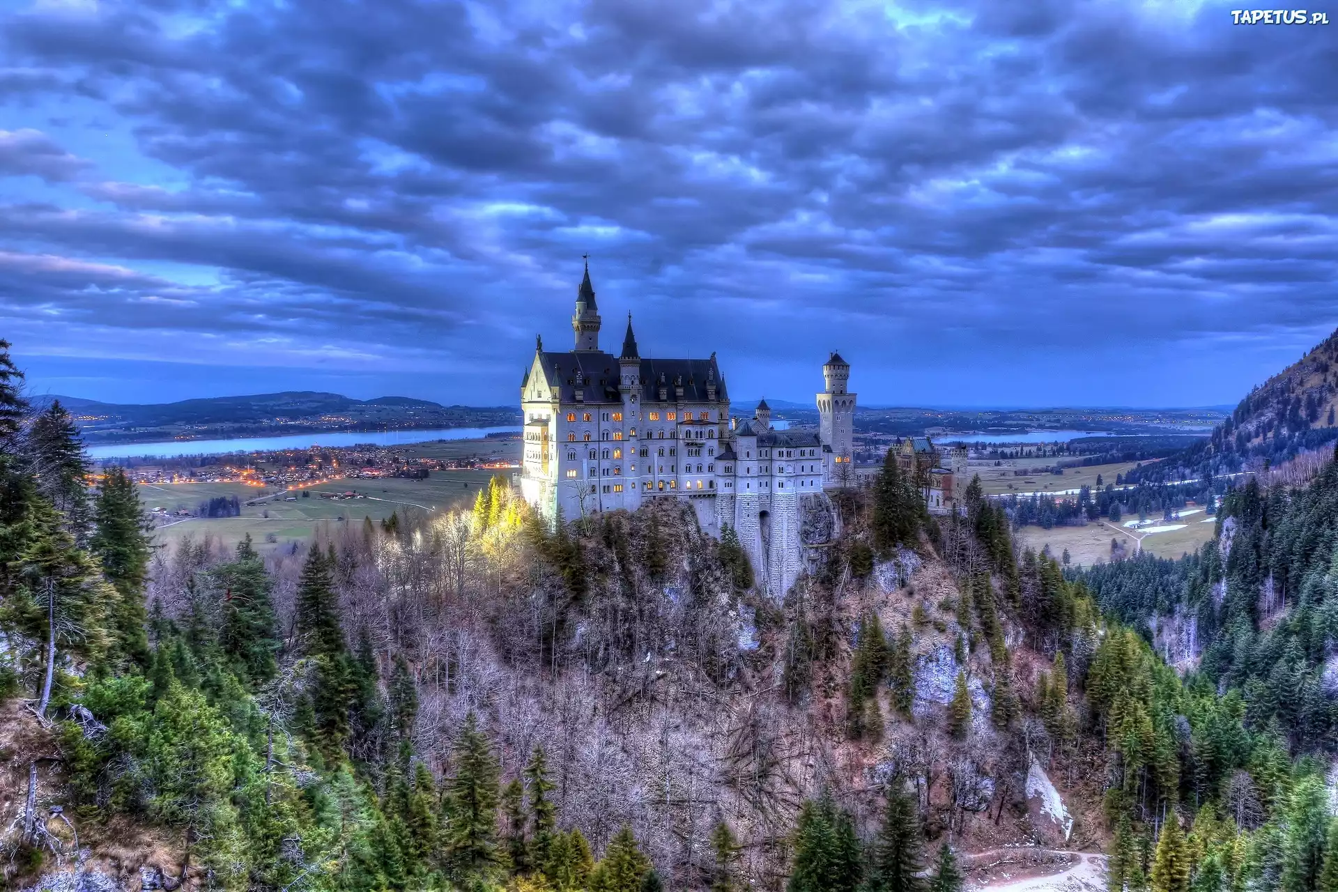 Zamek, Neuschwanstein, Panorama, Niemcy