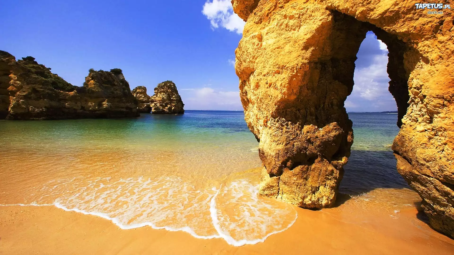 Morze, Skały, Algarve, Portugalia