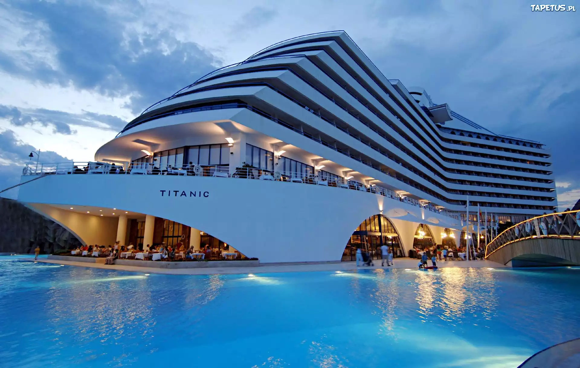Turcja, Antalya, Hotel, Titanic Beach Lara, Błękit, Ludzie, Basen