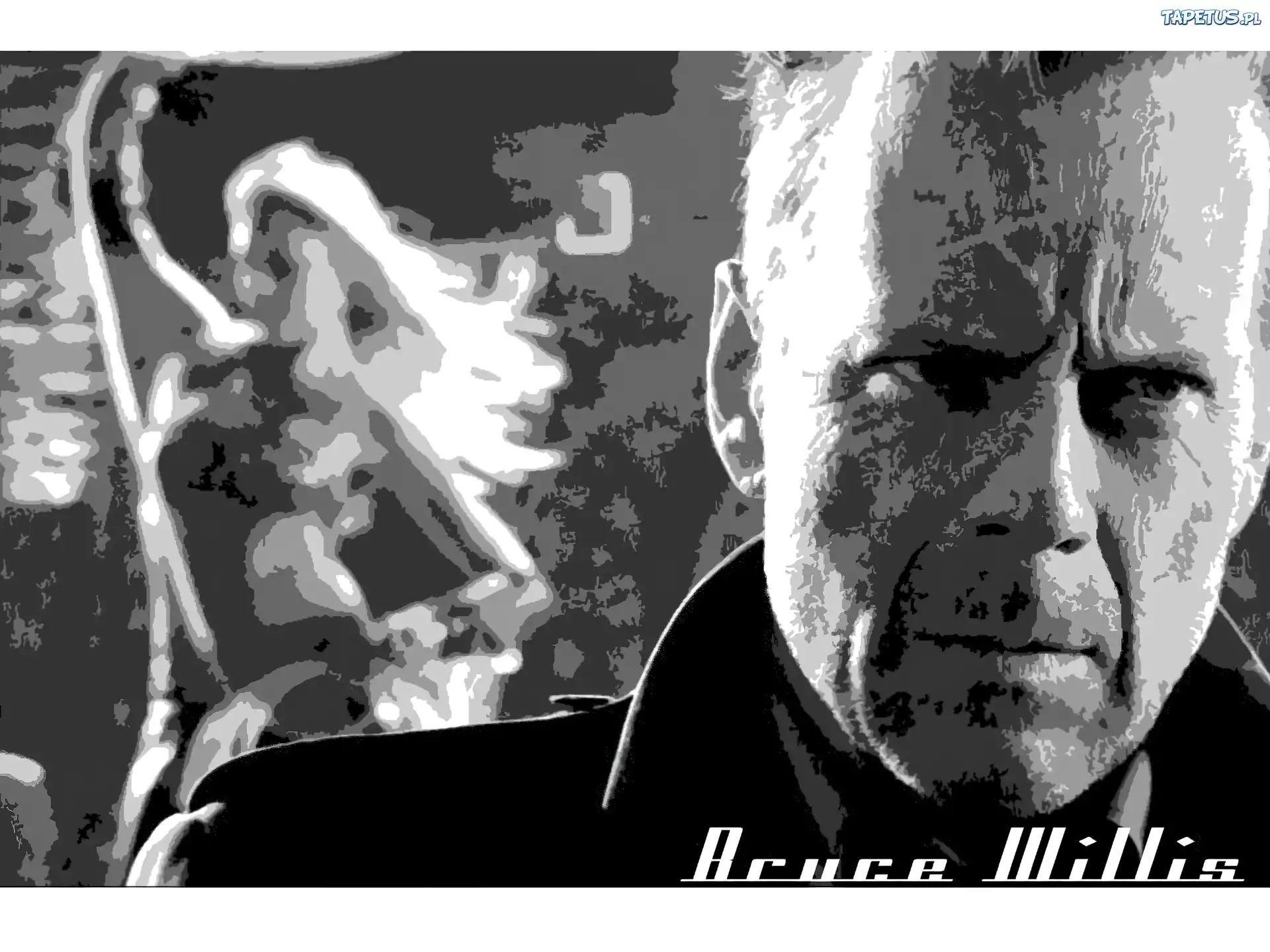 Bruce Willis,zamazana, twarz
