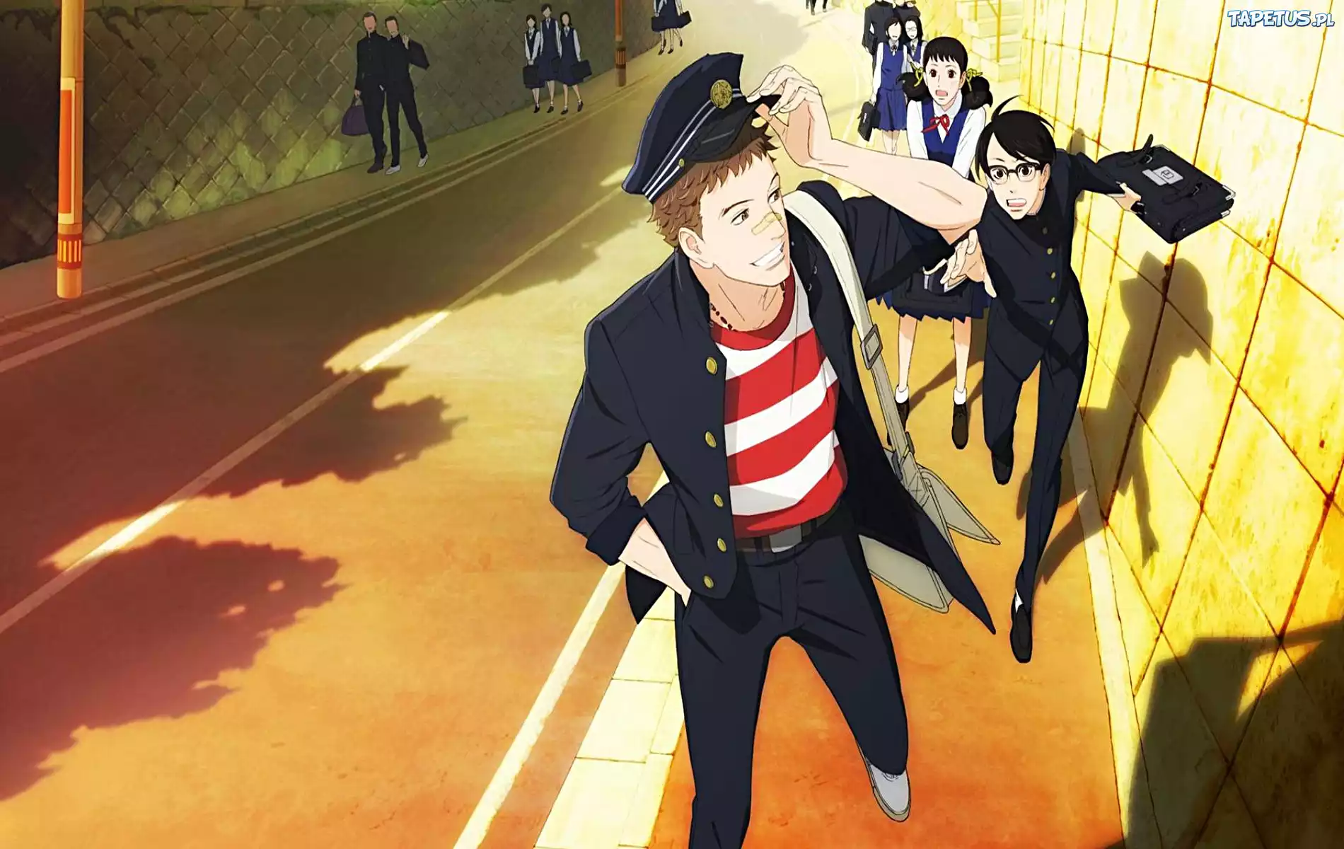 Sakamichi no Apollon, chłopak, mundurek, ulica, anime
