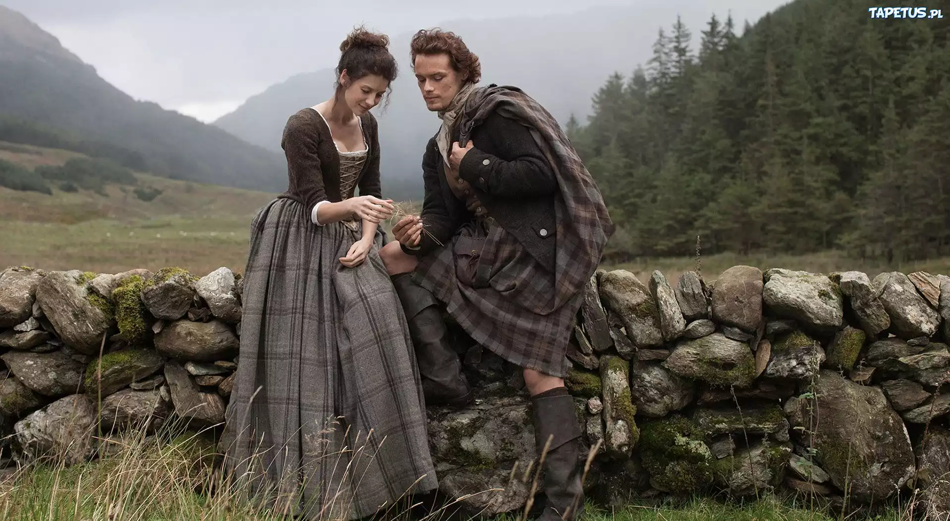 Outlander, Film, Przygodowy, Dziewczyna, Mężczyzna, Kamienny, Mur, Góry