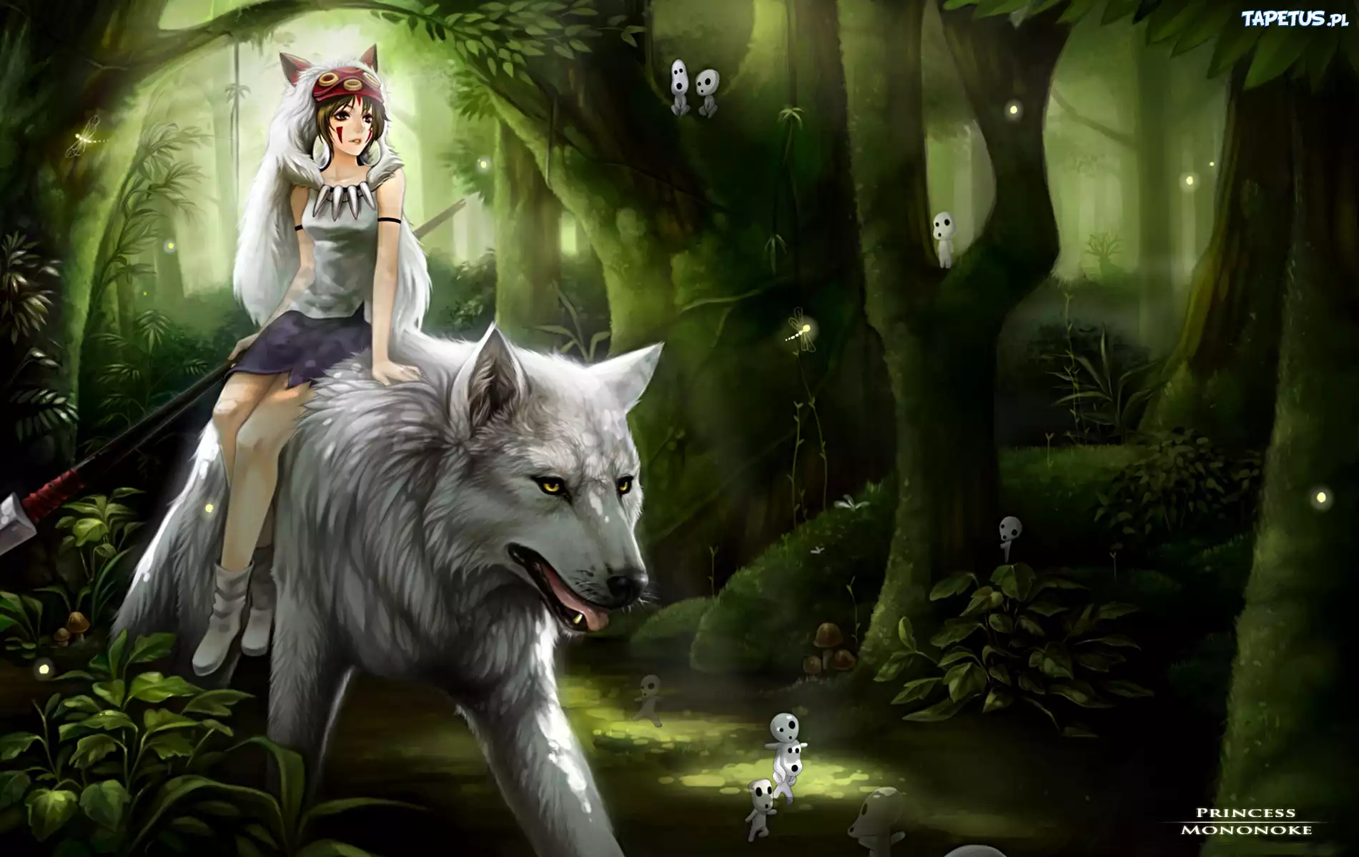 Mononoke hime, Księżniczka Mononoke, anime, dziewczyna, wilk