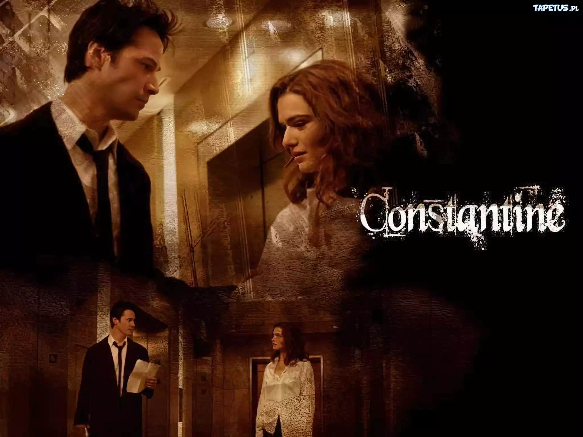 Constantine, Rachel Weisz, Keanu Reeves, drzwi
