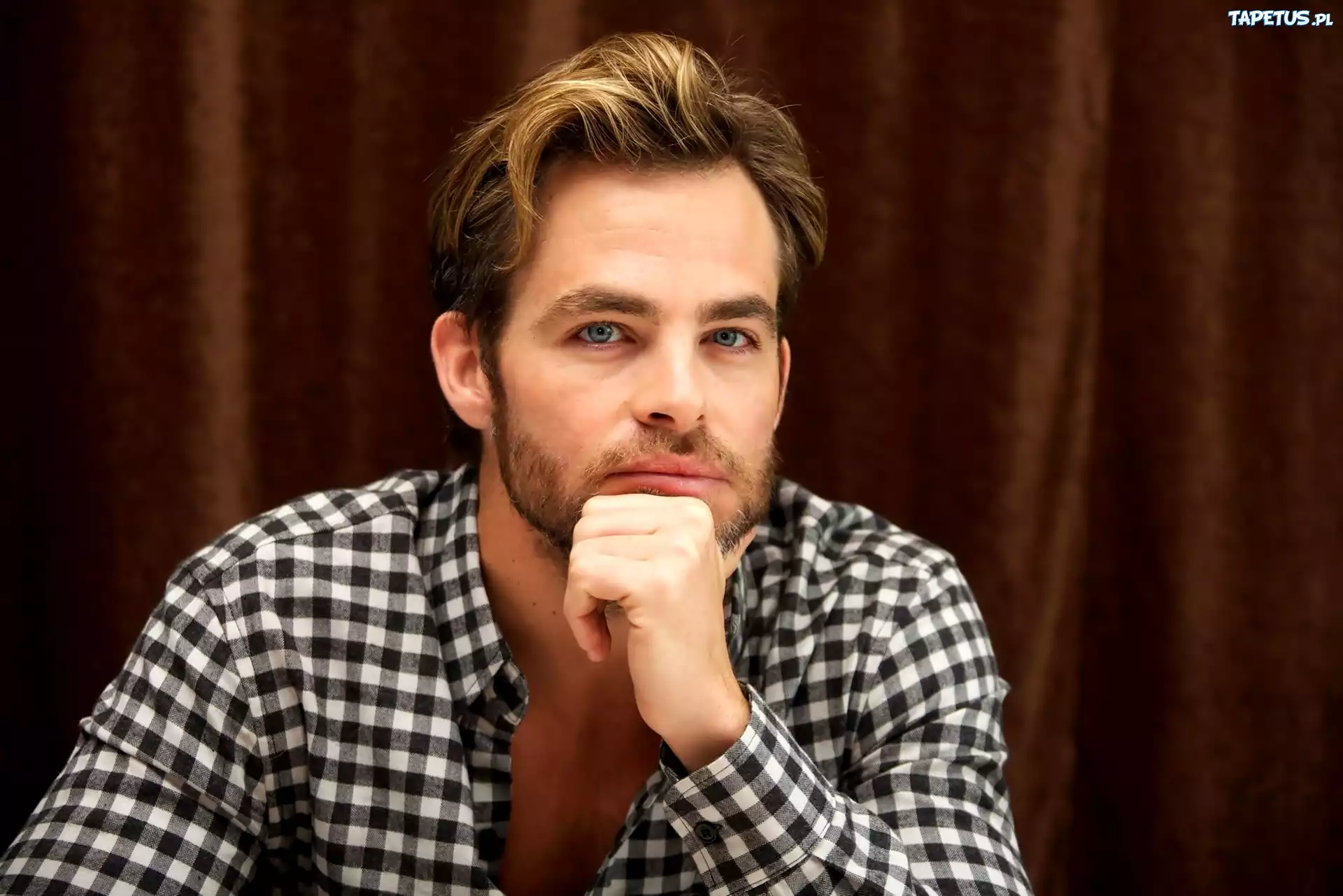 Chris Pine, Aktor, Zarost, Koszula, Krata
