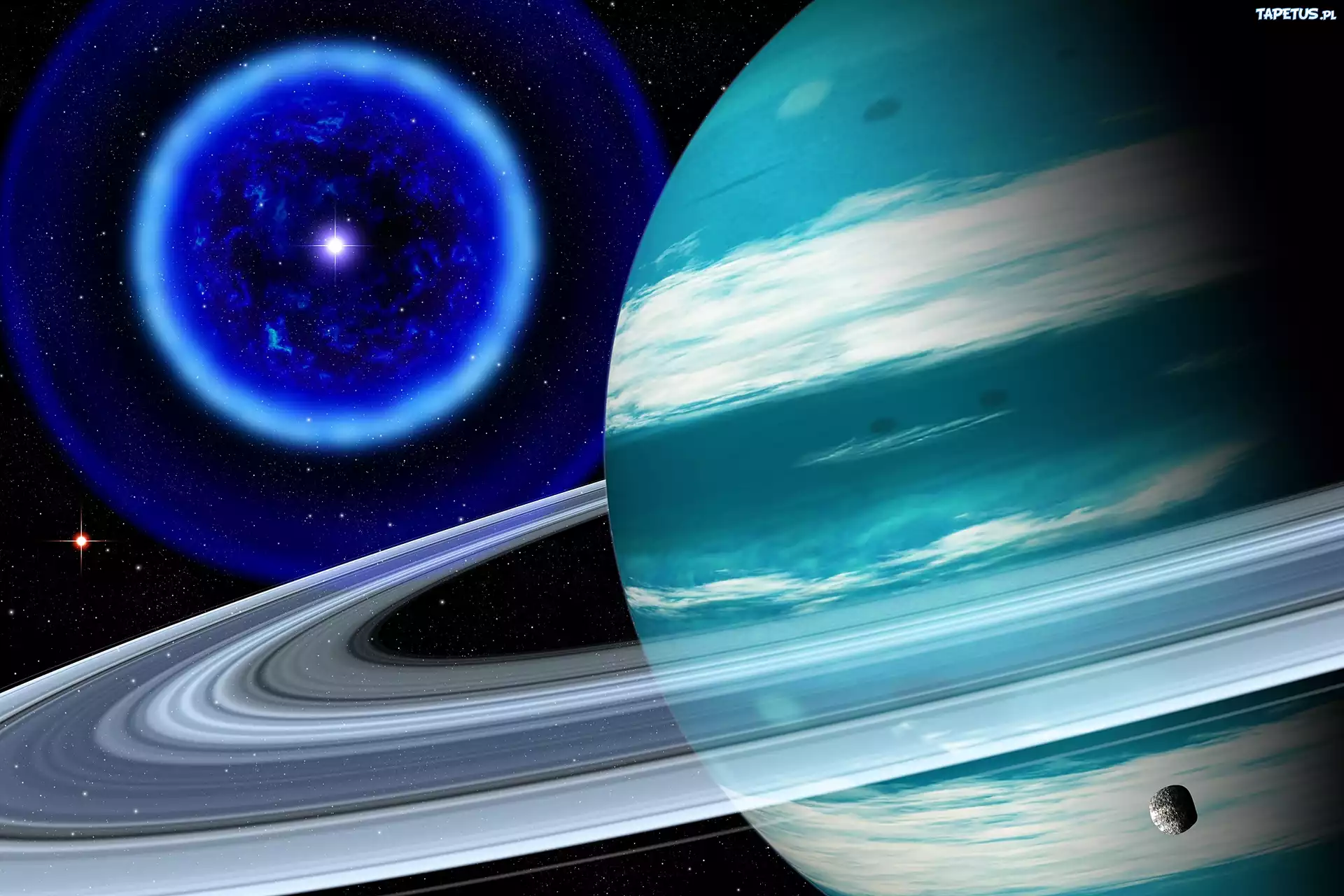Kosmos, Fantasy, Planeta, Saturn, Gwiazda, Pierścienie