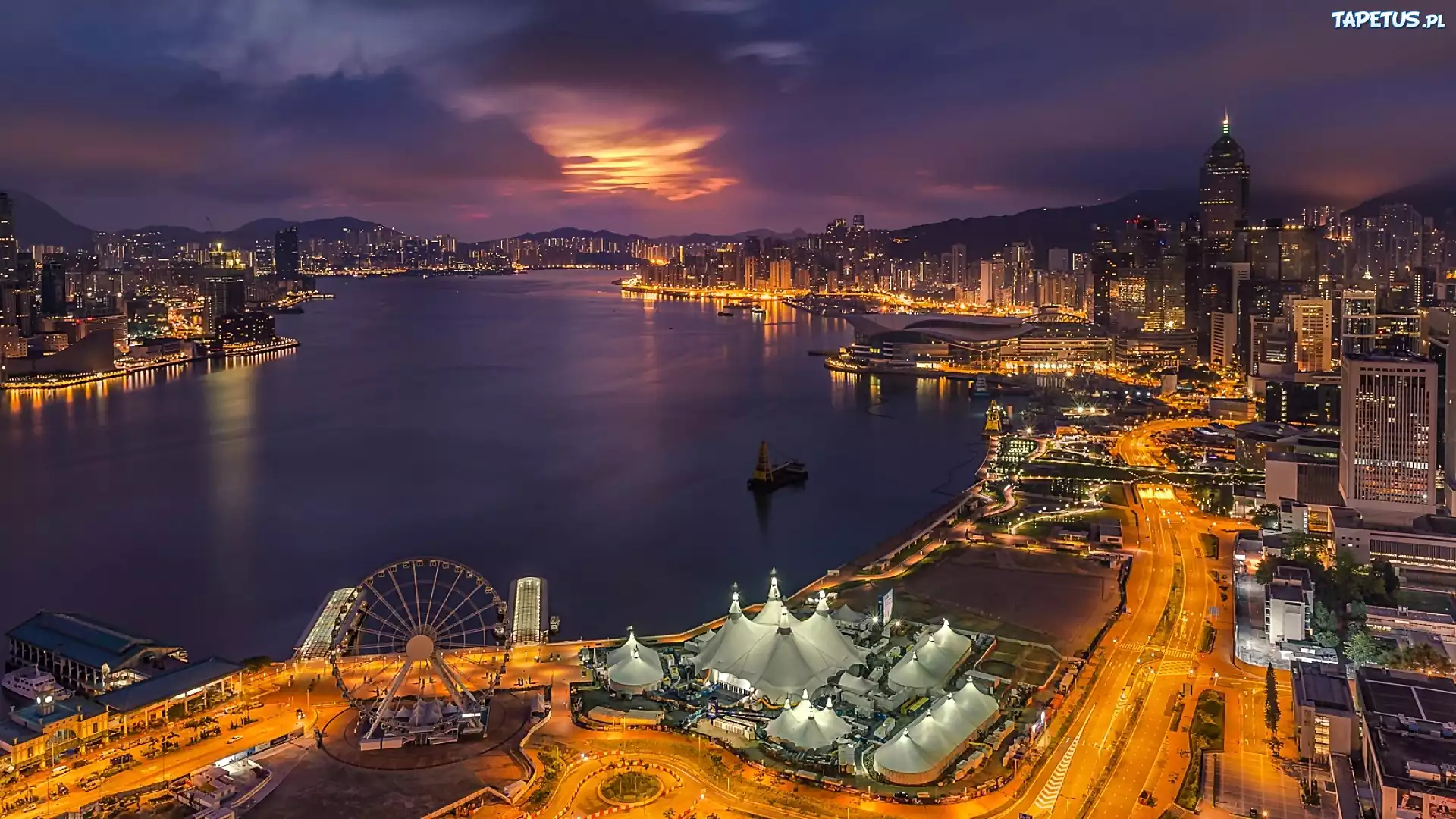 Miasto Nocą, Chiny, Hong Kong