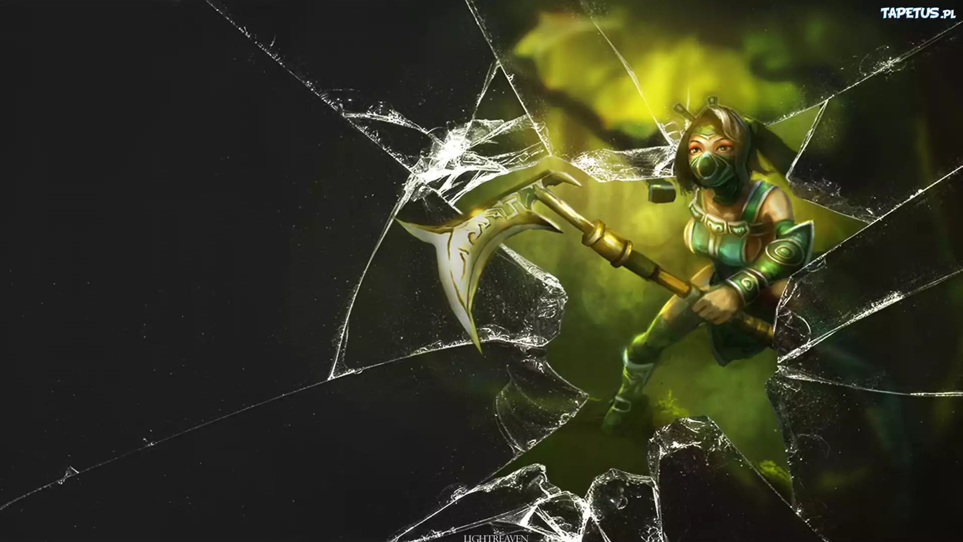 Akali, Classic, League, Of, Legends, Pęknięty, Ekran