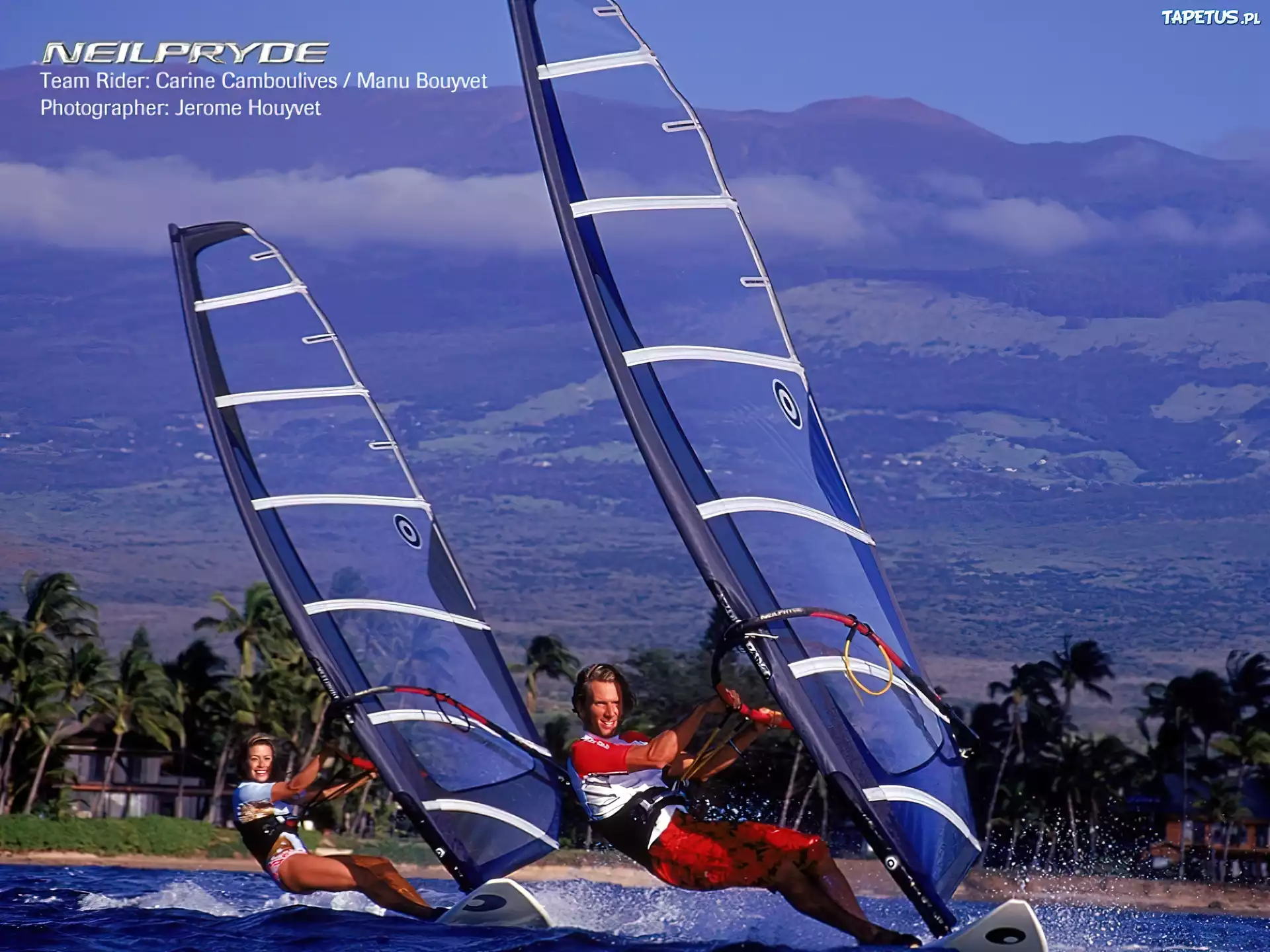 Windsurfing, Krajobraz,deska, żagiel , morze