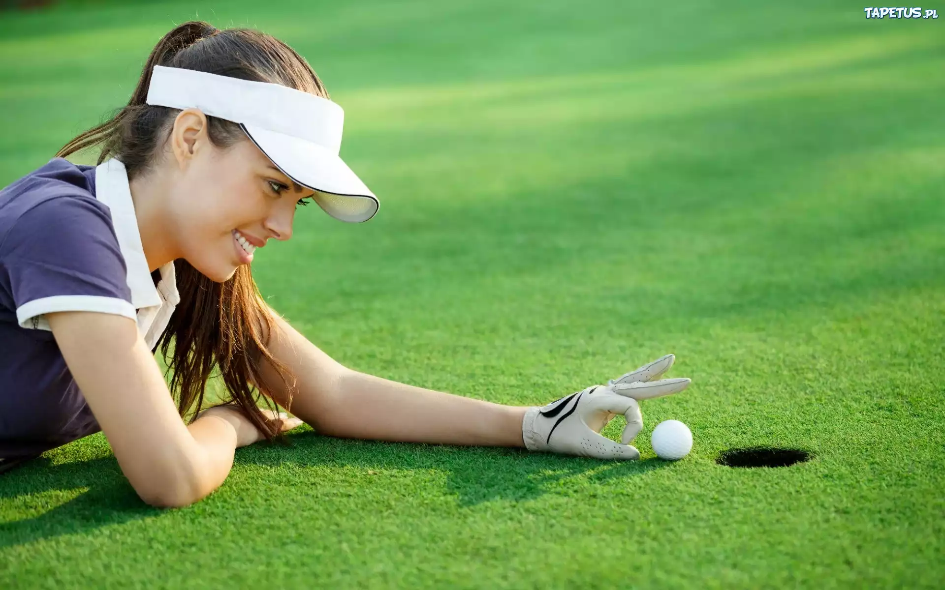 Uśmiechnięta, Dziewczyna, Pole, Golfowe