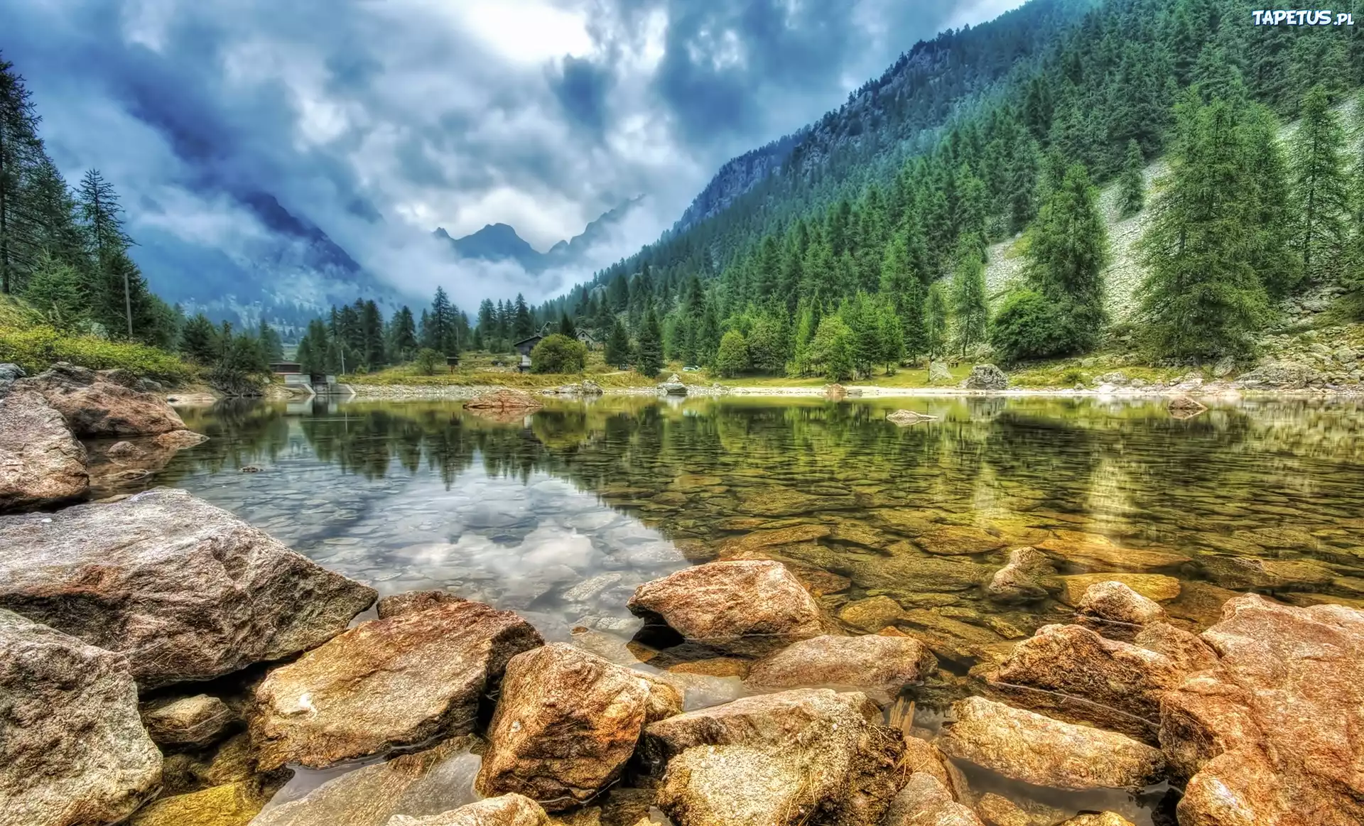 Góry, Las, Jezioro, Skały, Mercantour, Park Narodowy, Francja