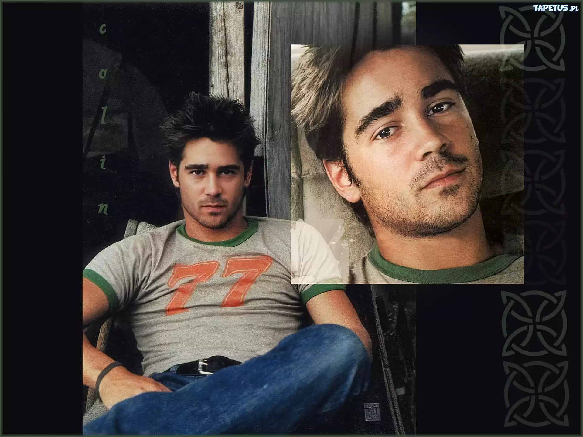 Colin Farrell,ciemne oczy, zarost