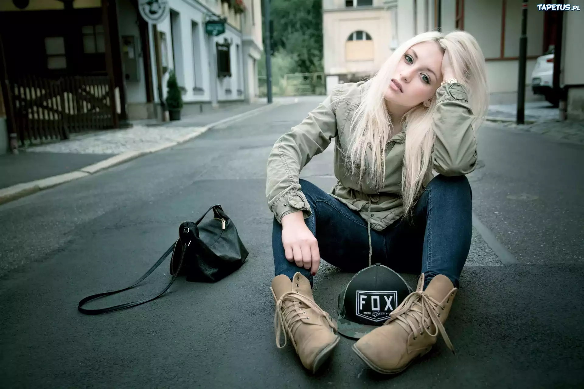 Ulica, Blondynka, Galanteria, Moda, Styl, Torebka