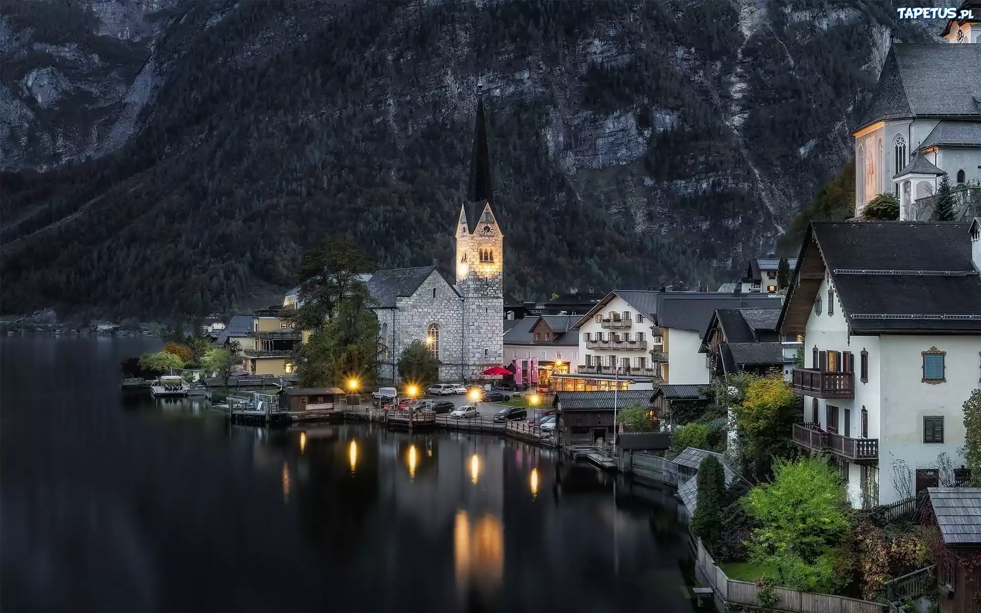 Wieczór, W, Hallstatt, Austria
