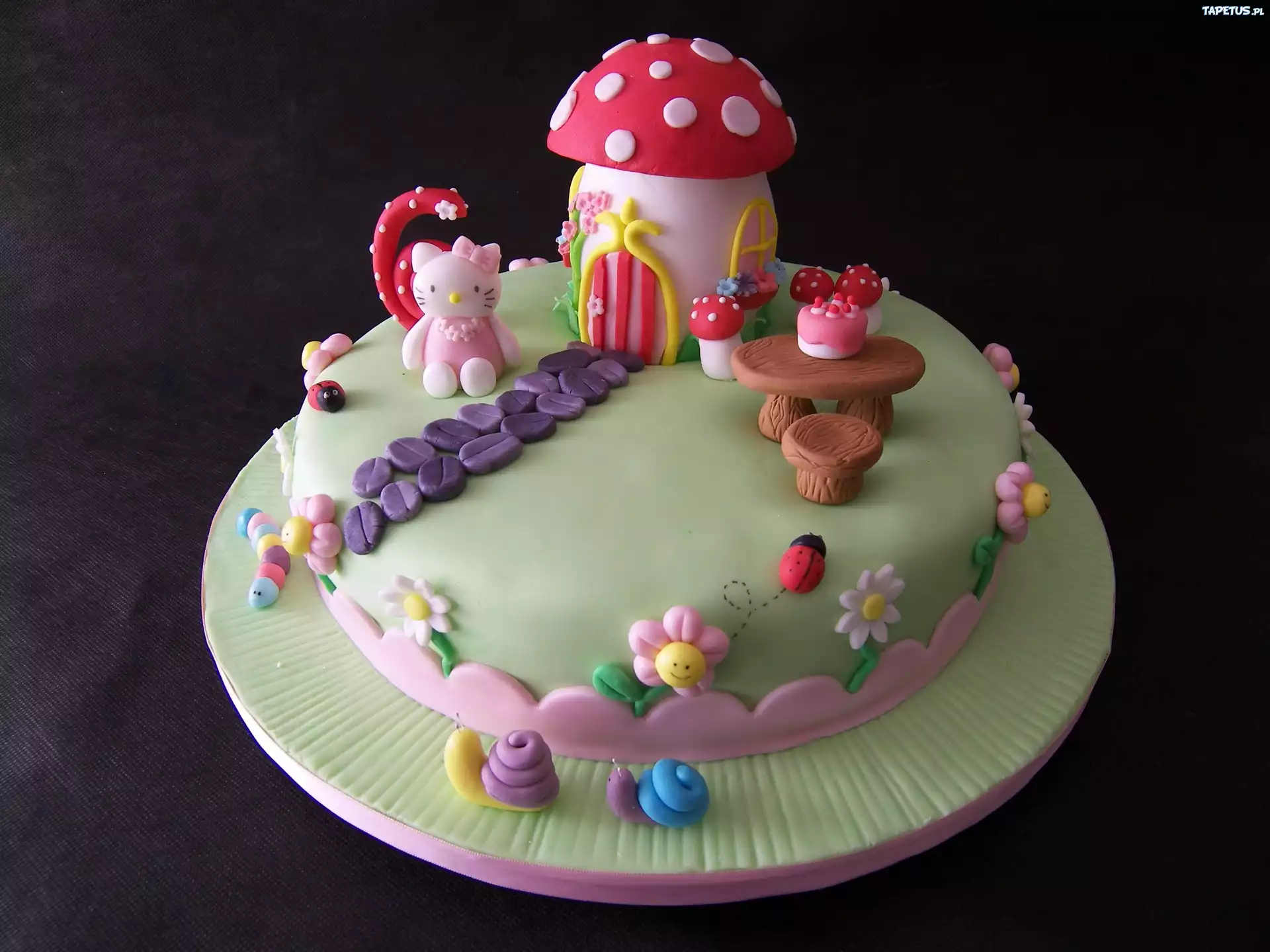 tort, słodycze, muchomorek, hello kitty