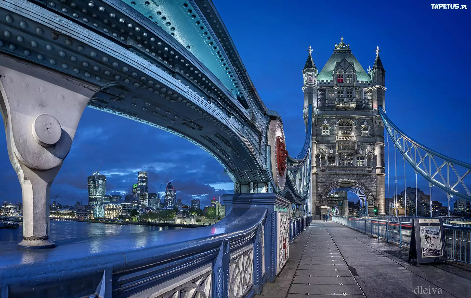 Londyn, Most, Miasto nocą, Tower Bridge