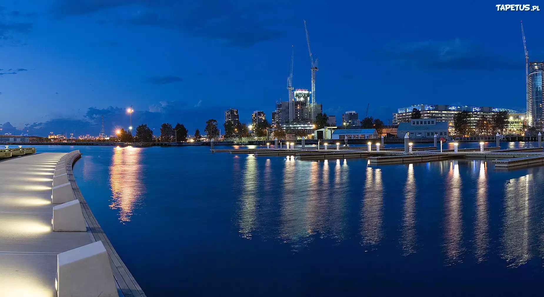 Melbourne, Nabrzeże, Miasto nocą, Australia
