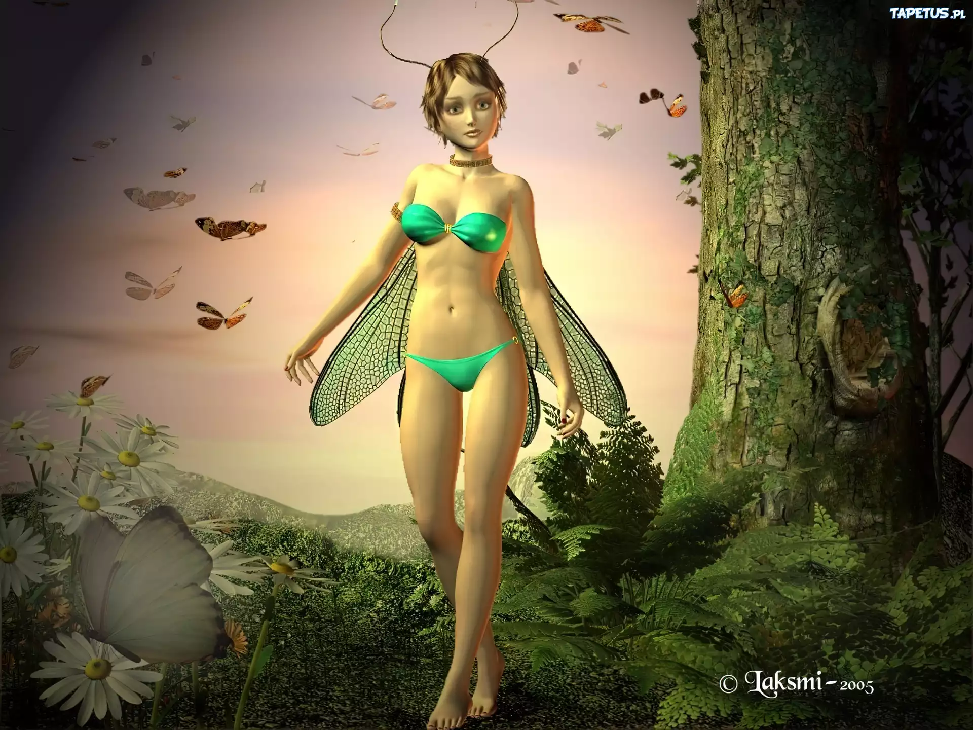 Elf, Drzewo, 3D, Fantasy