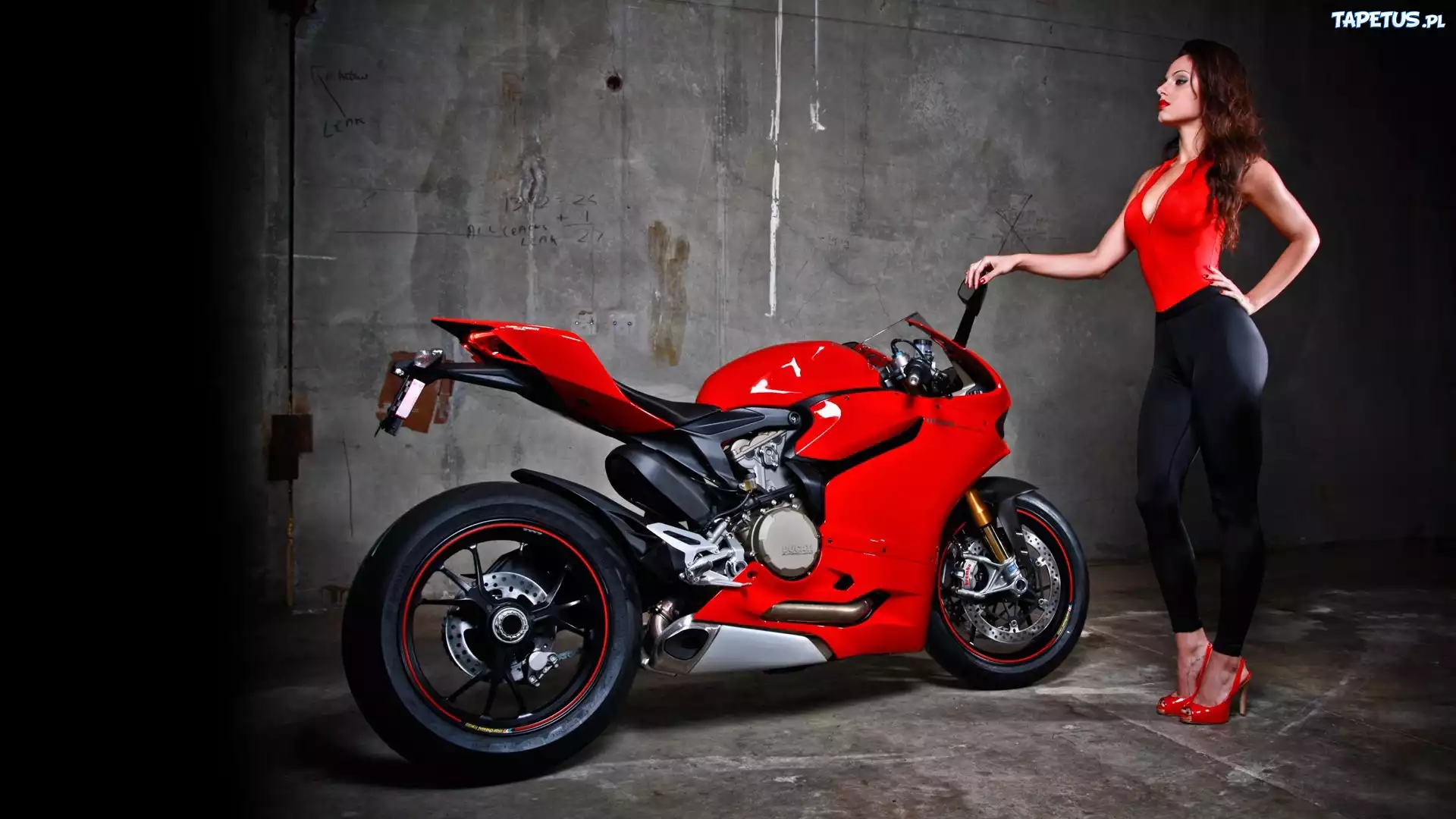 Ducati, Motor, Sportowy, Czerwony, Ścigacz, Kobieta, Modelka
