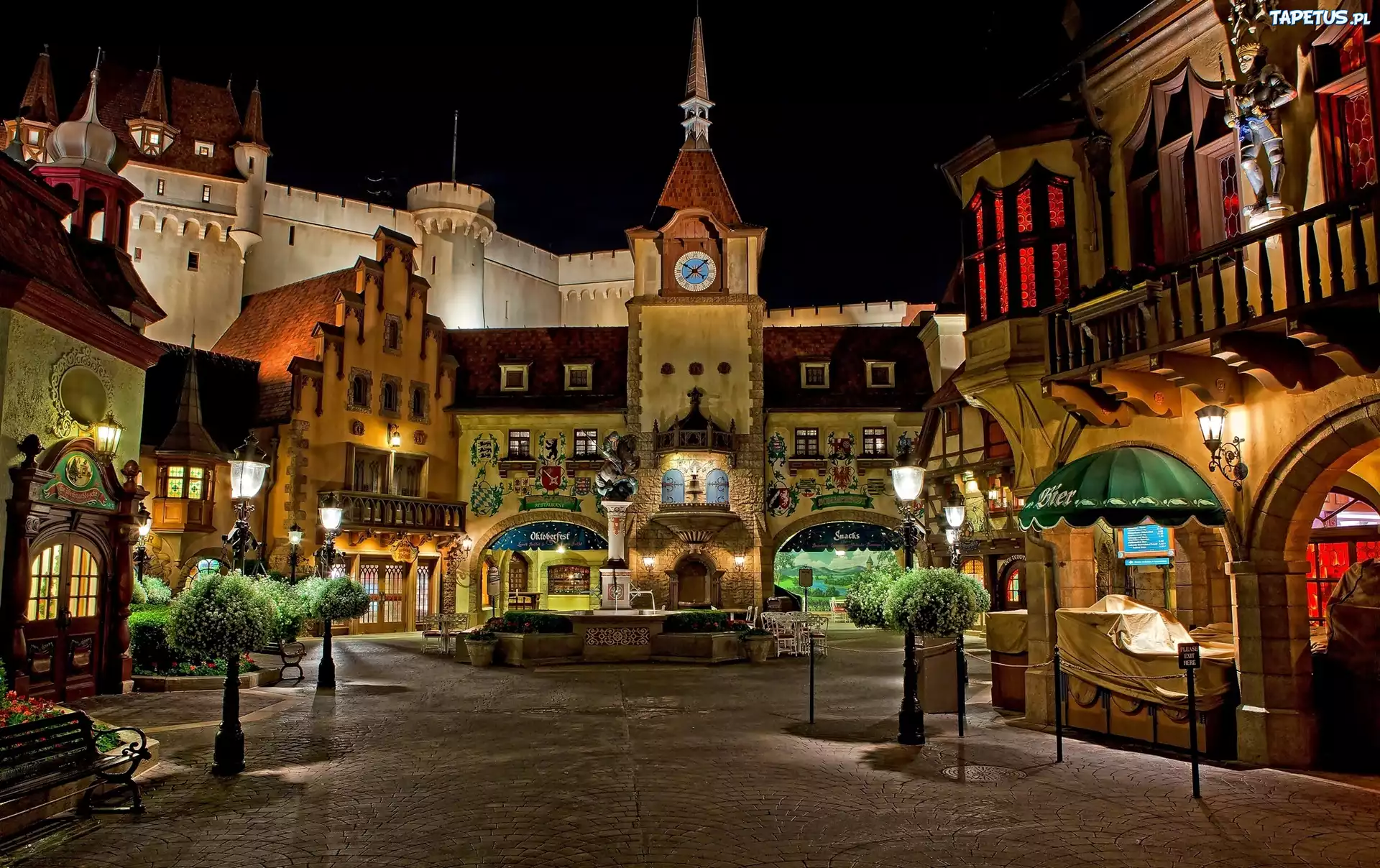 USA, Disneyland, Kalifornia, Anaheim, Projekt, Miasta nocą
