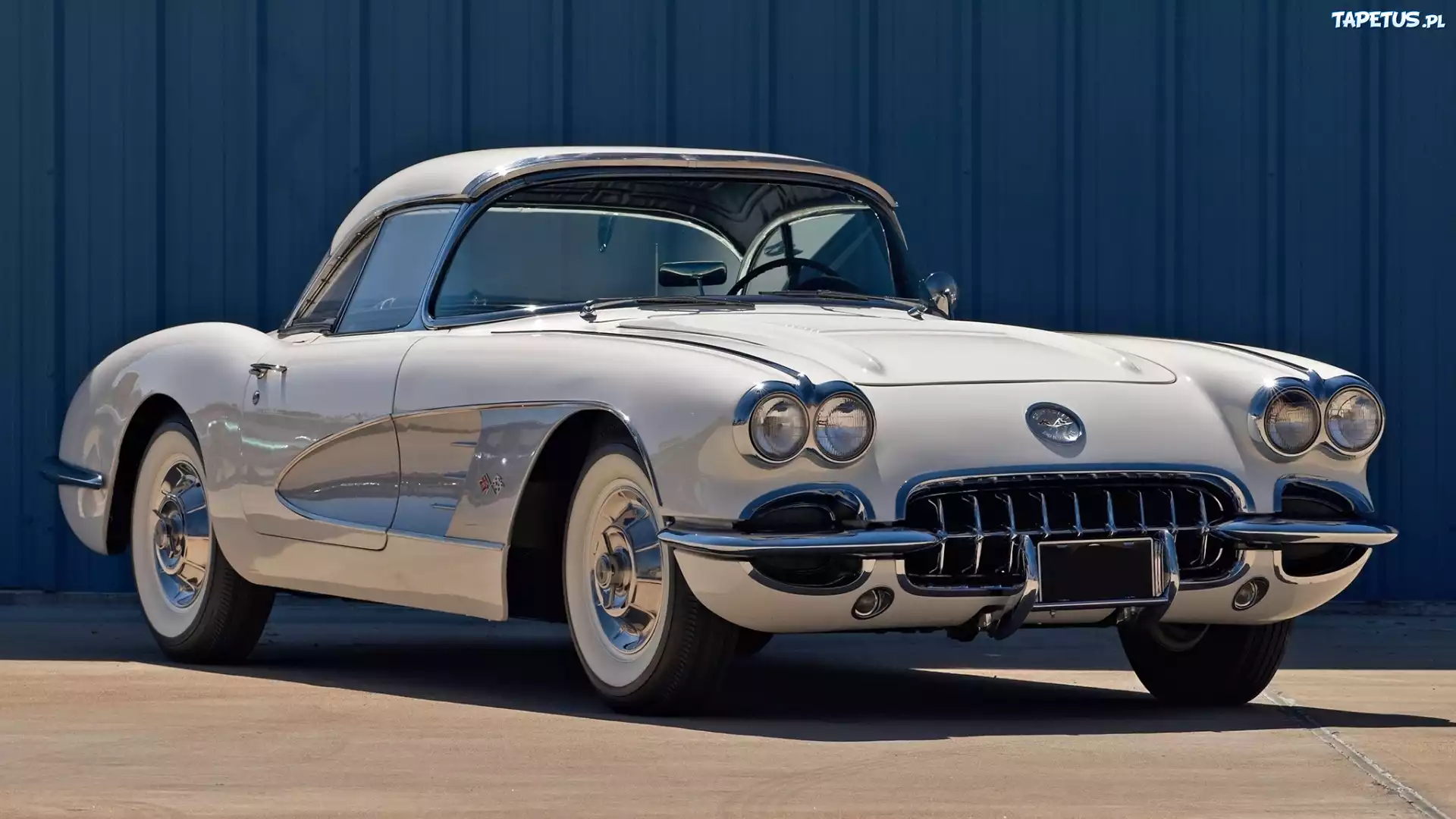 Biały, Chevrolet, Corvette, Stingray, 1958, Zabytkowy