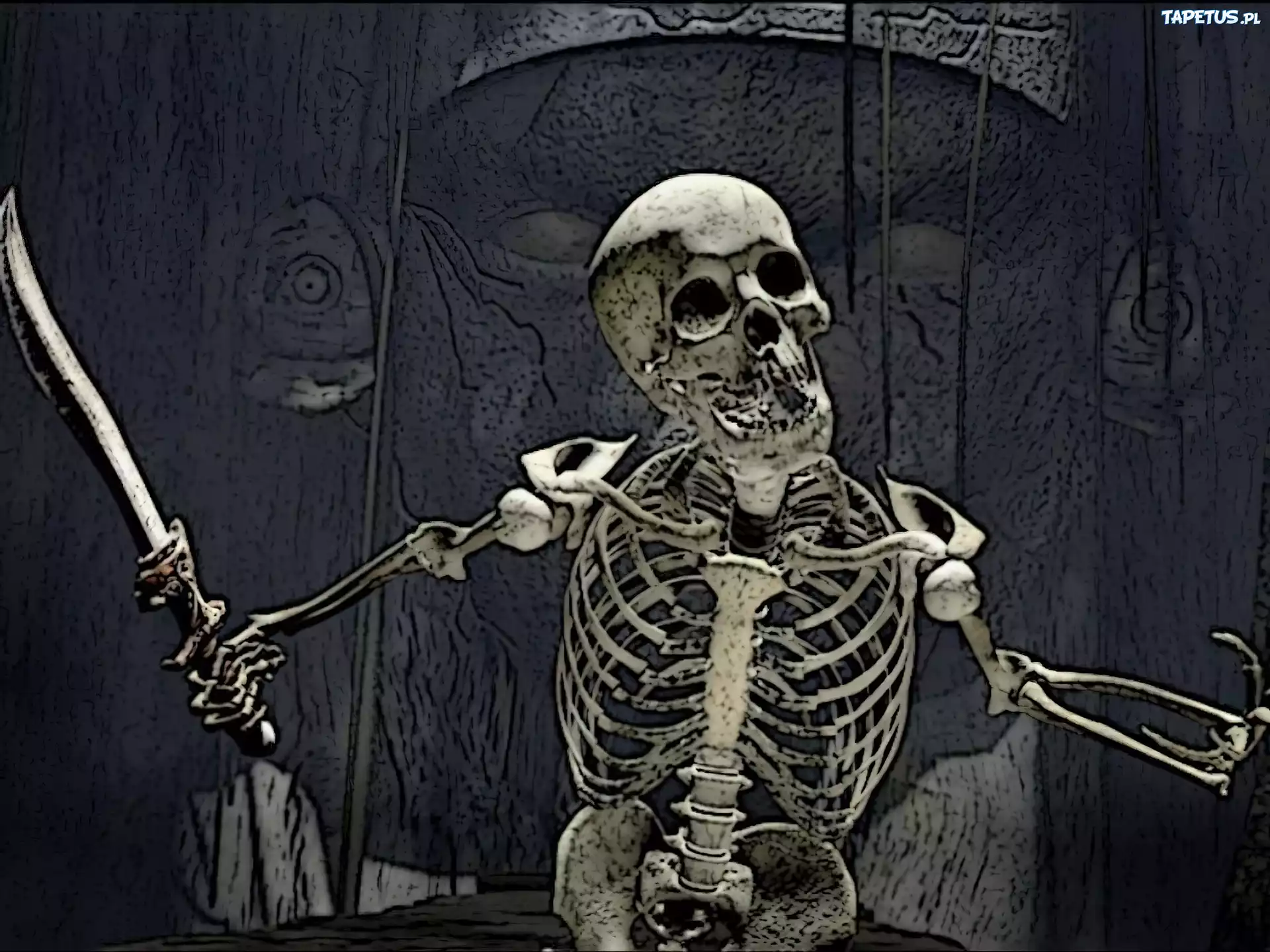 Halloween,szkielet z szablą
