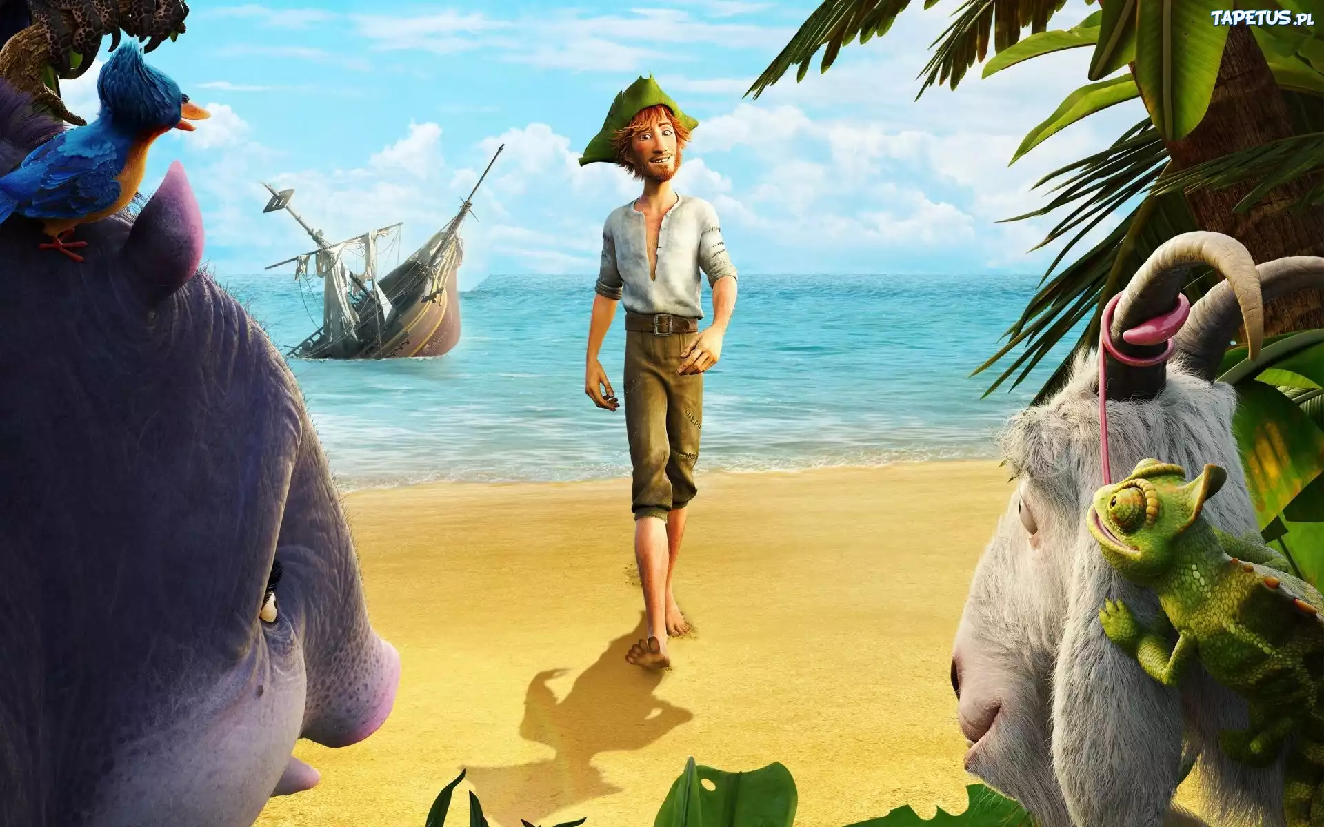 Robinson, Crusoe, Książka, Morze, Zatopiony, Okręt