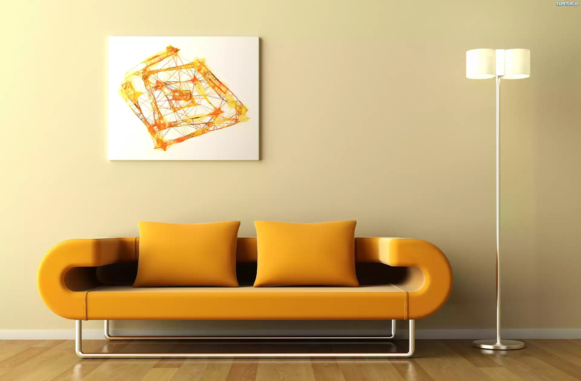 Pokój, Obraz, Abstrakcja, Sofa, Lampa