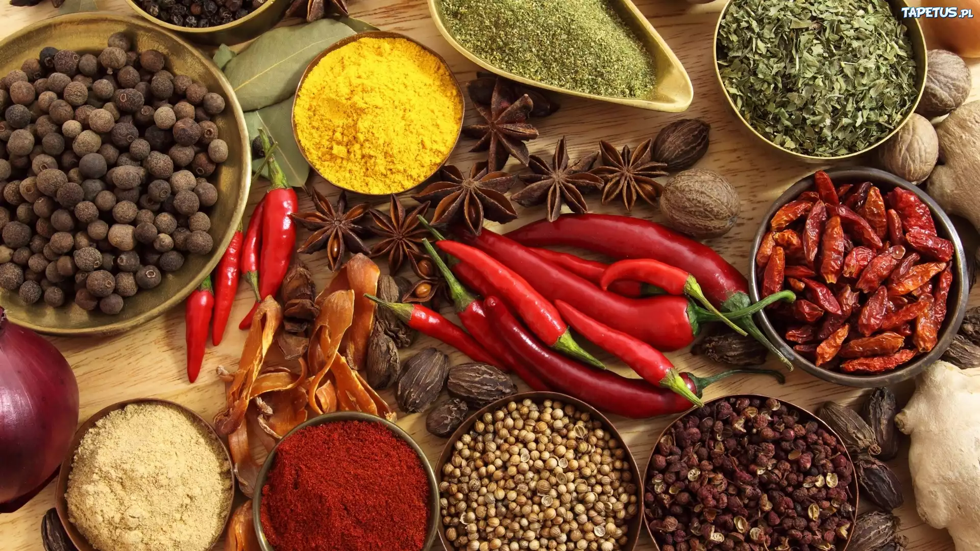Przyprawy, Papryka, Chilli, Miseczki