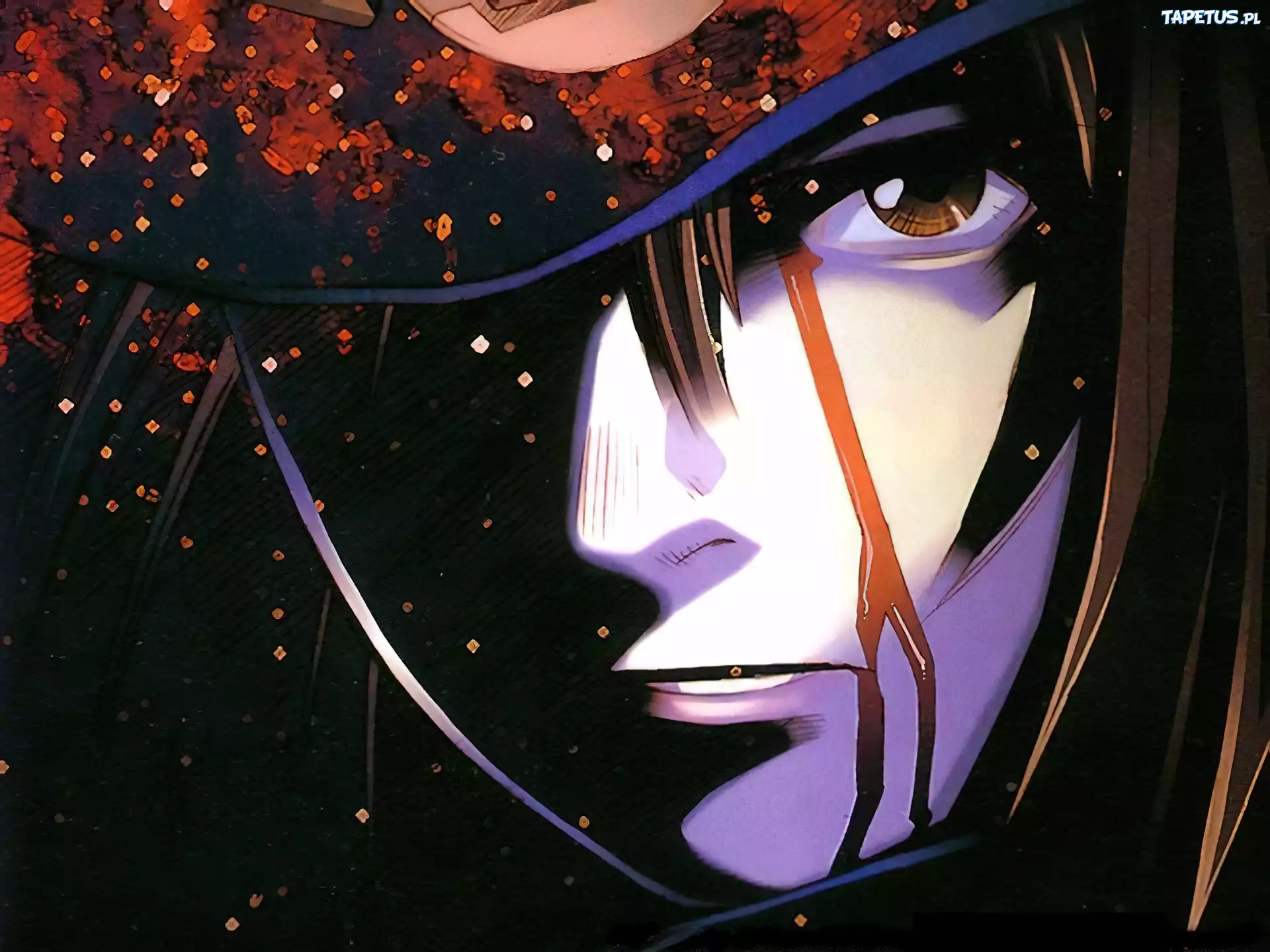 Boogiepop Phantom, twarz, łzy, krew, kapelusz