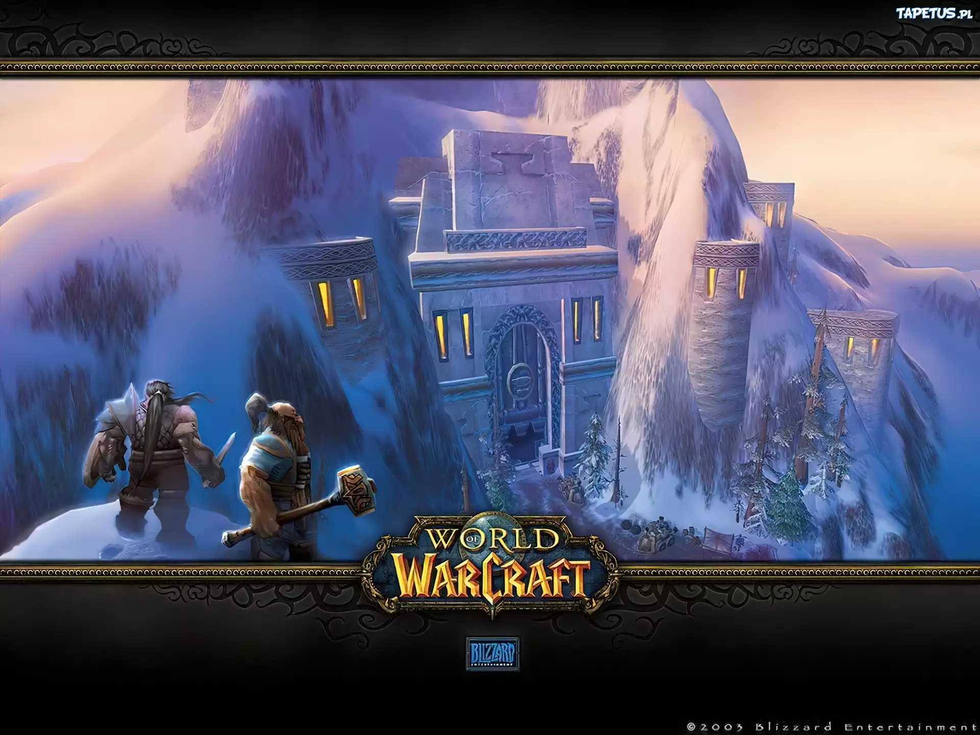 góra, zamek, postacie, fantasy, World Of Warcraft