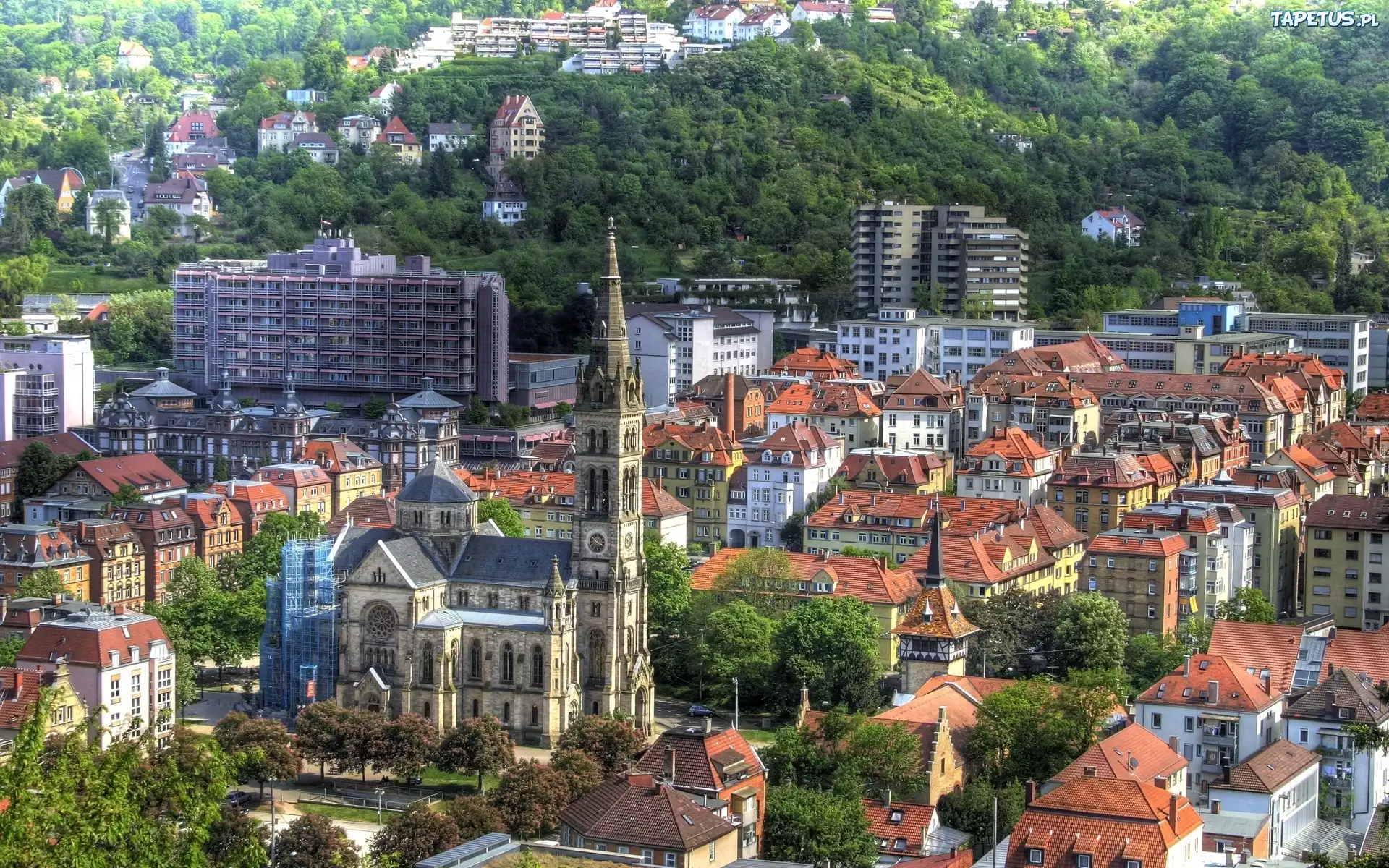 Niemcy, Stuttgart, Miasto, Kościół, Domy