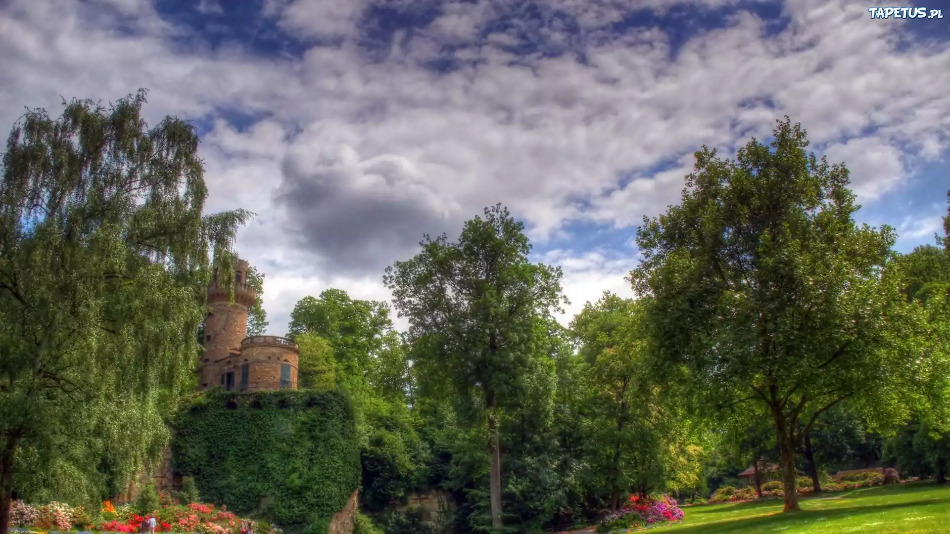 Zamek, Park, Niemcy, HDR