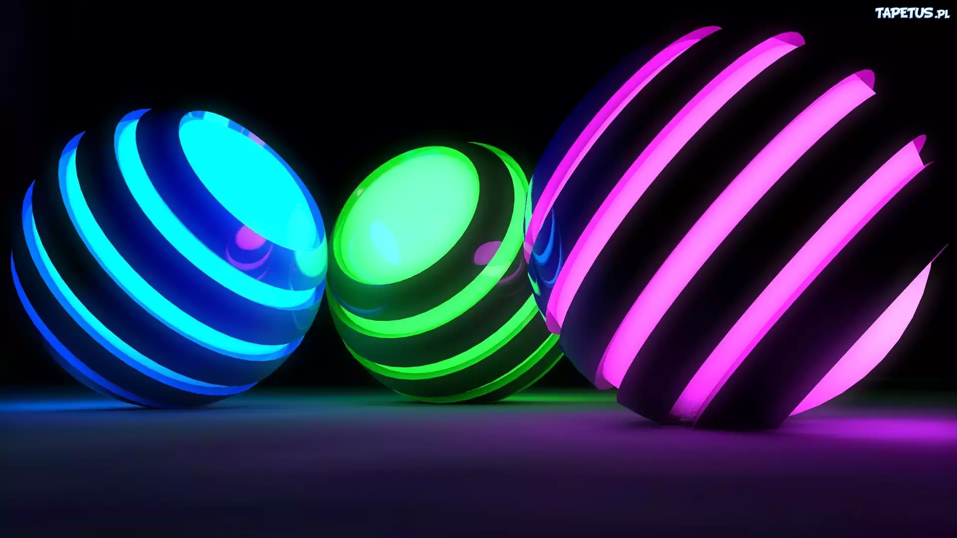 3D, Neonowe, Kule, Świecące