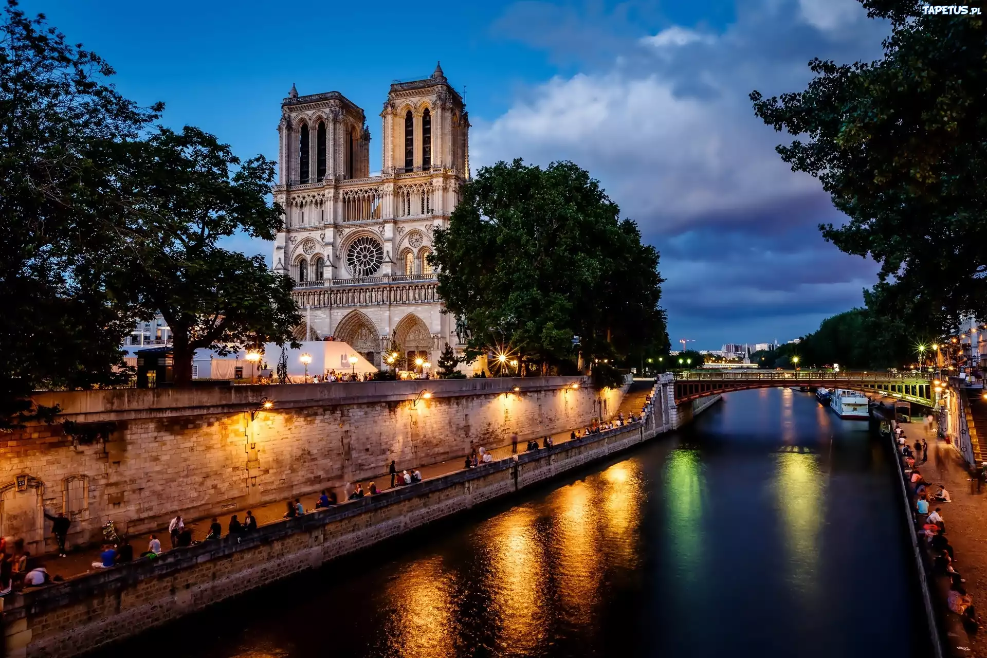 Paryż, Francja, Notre Dame, Sekwana, Most
