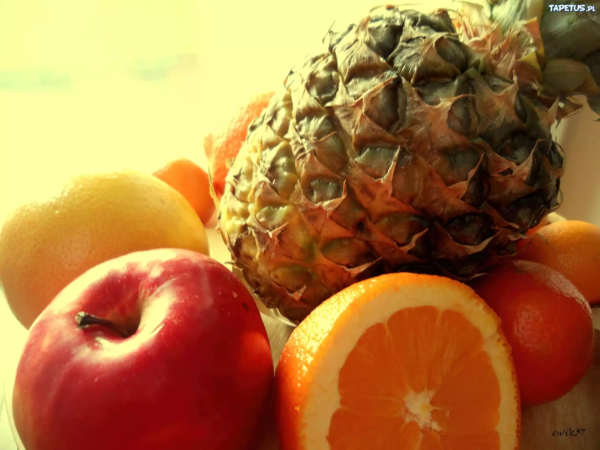 Owoce, Jabłko, Pomarańcz, Ananas, Mandarynka