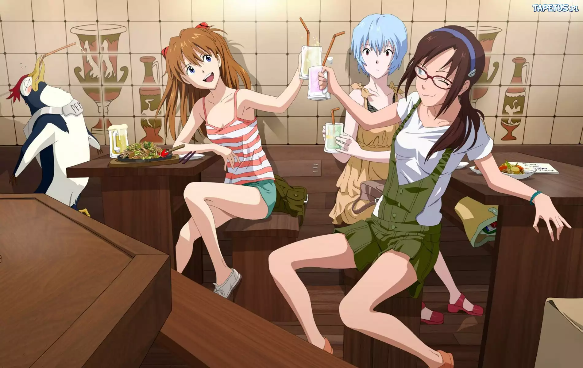 Neon, Genesis, Evangelion, PenPen, Asuka, Rei