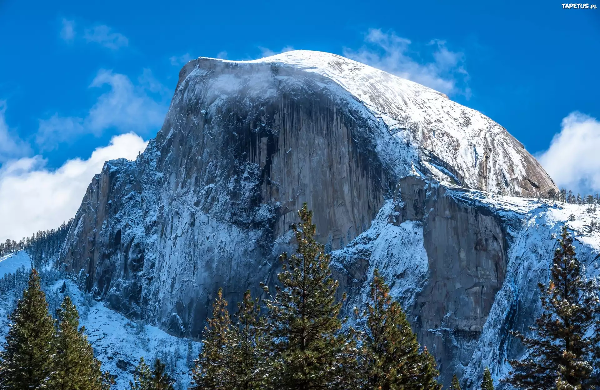 Góry, Yosemite, Park, USA, Zima