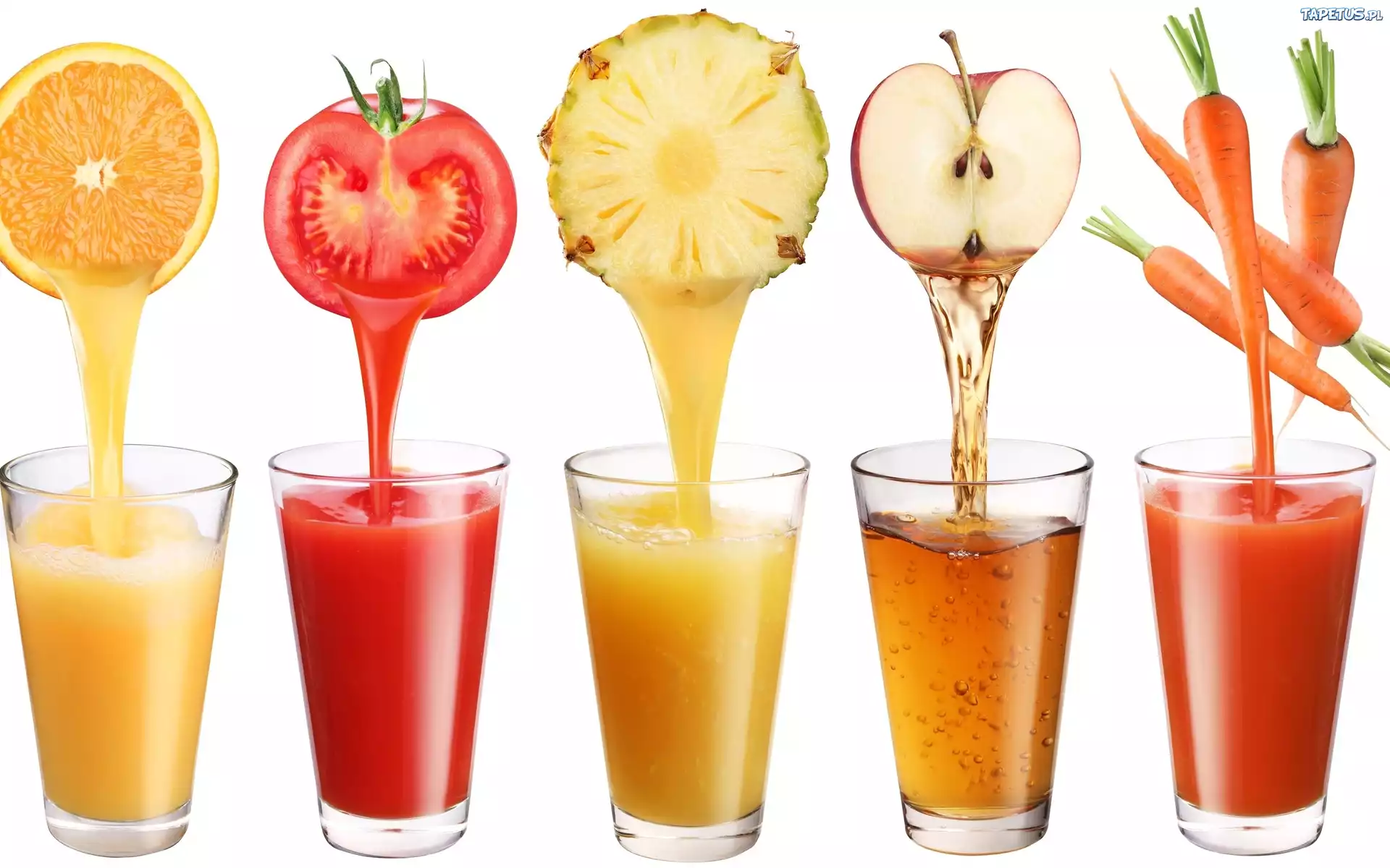 Pomarańcza, Pomidor, Ananas, Jabłko, Marchew, Soki, Warzywa, Owoce