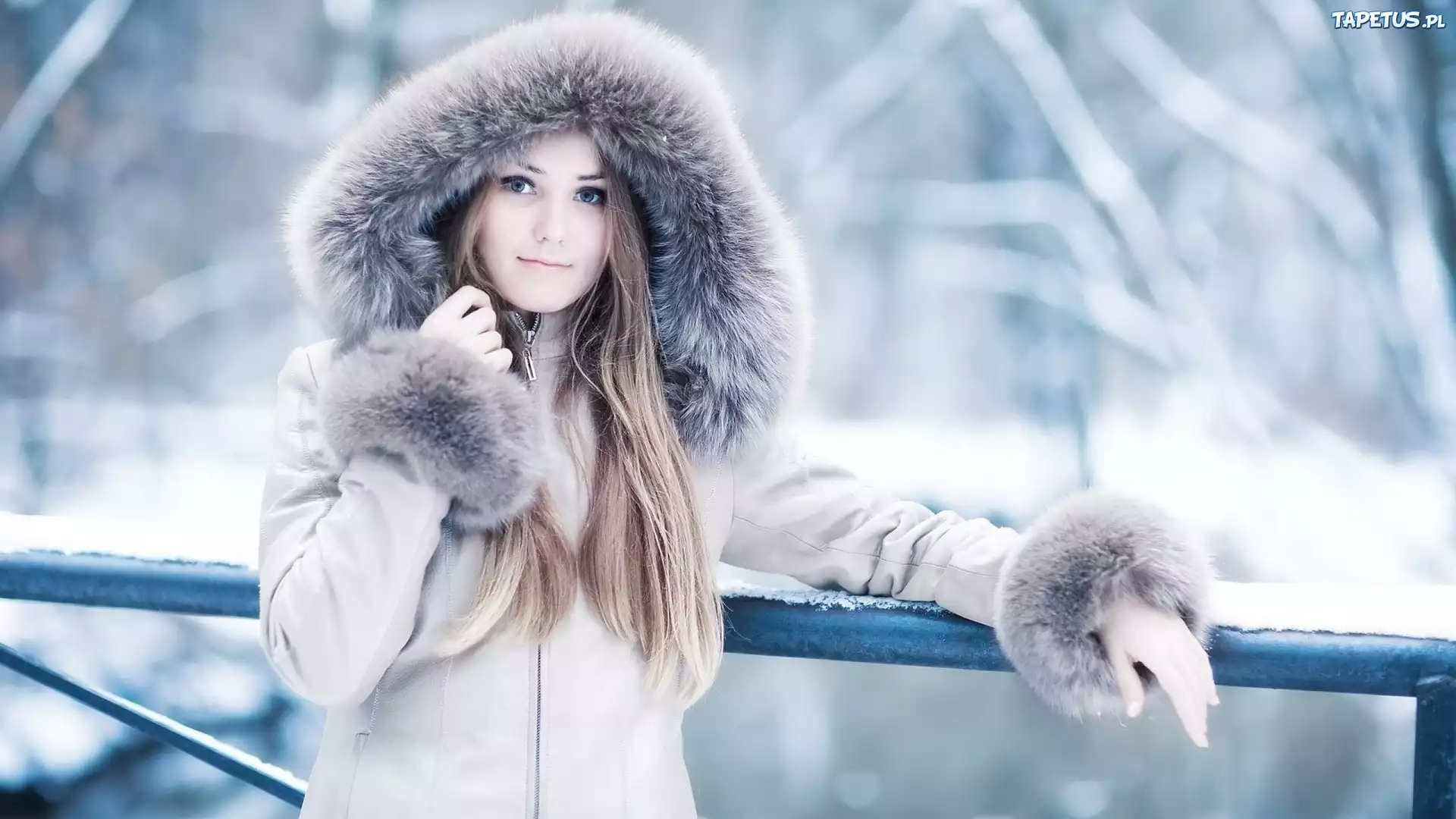 Blond, Włosa, Dziewczyna, Barierka, Zima