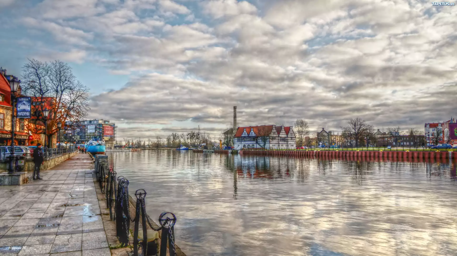 Gdańsk, Nabrzeże, Rzeka, Motława, Budynki, HDR