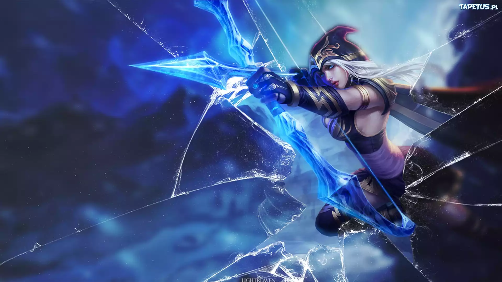 Ashe, League, Of, Legends, Pęknięty, Ekran