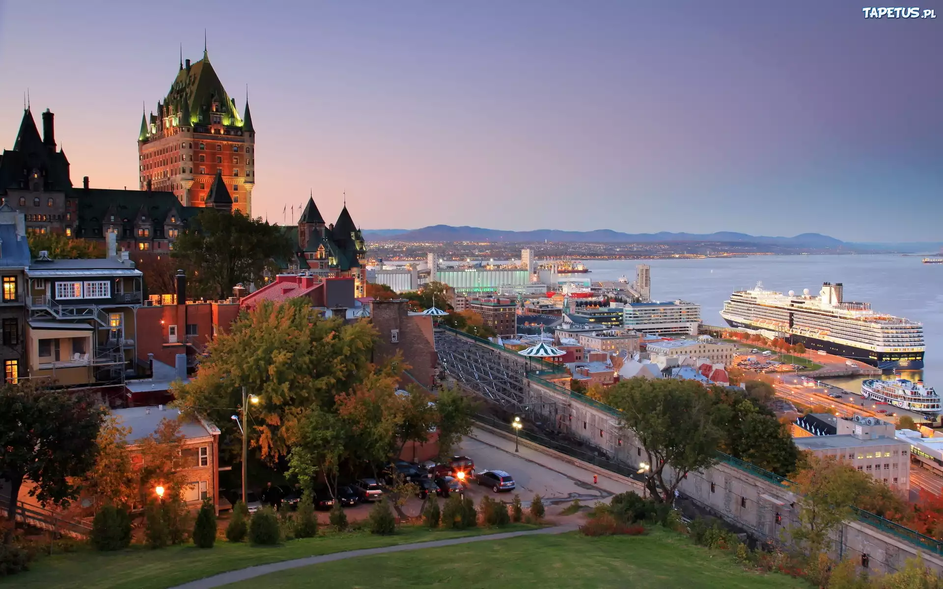 Quebec, Port, Statki, Panorama, Miasta, Kanada