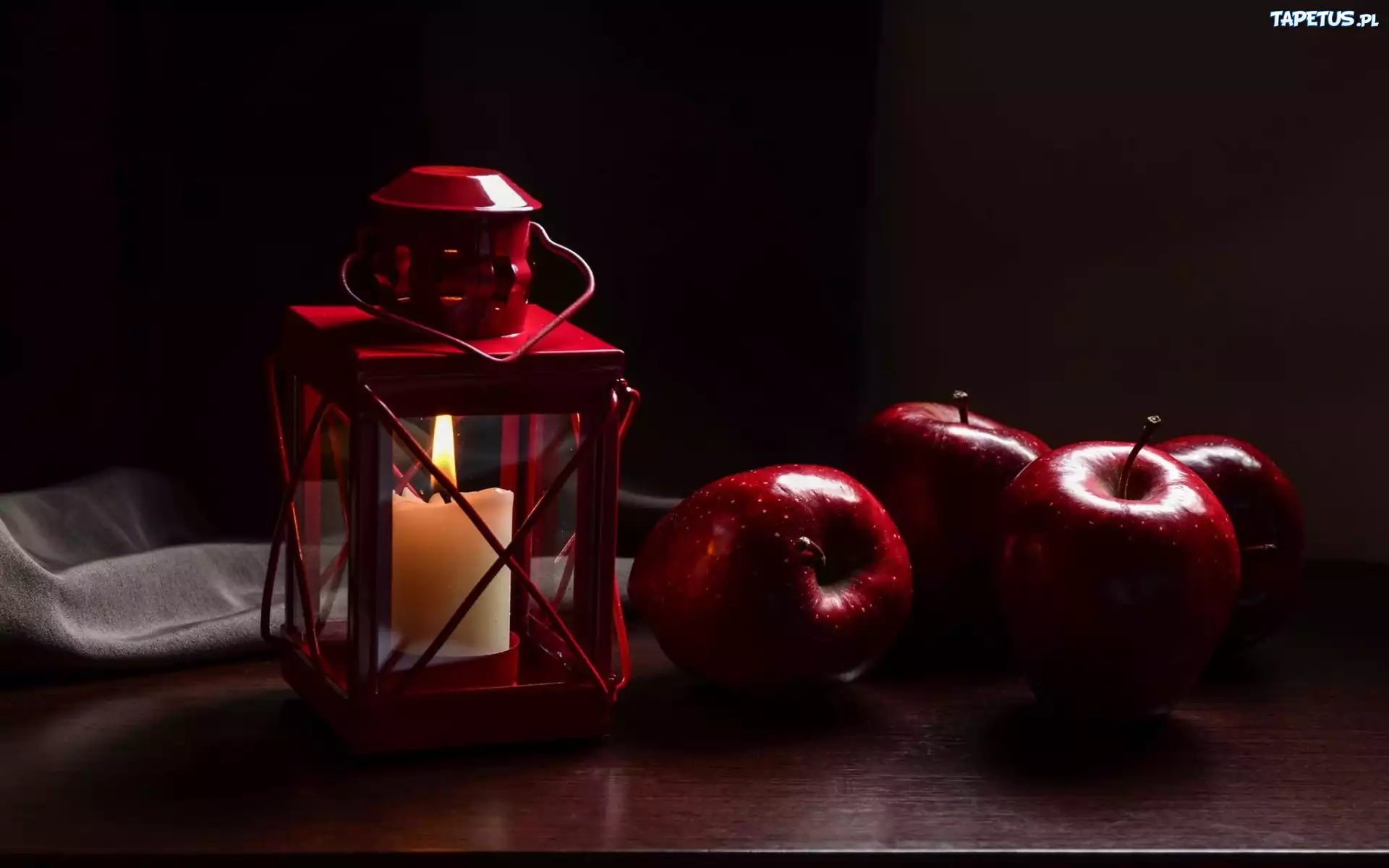 Czerwone, Jabłka, Lampion