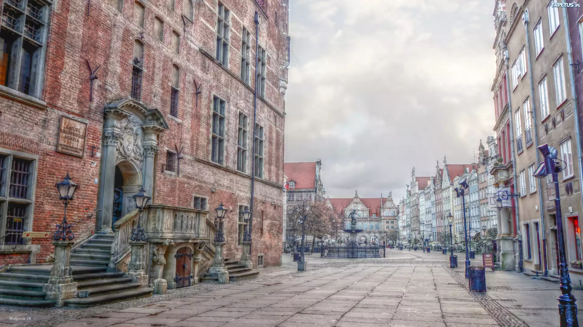 Gdańsk, Ratusz, Budynek, Ulica, Kamienice, HDR