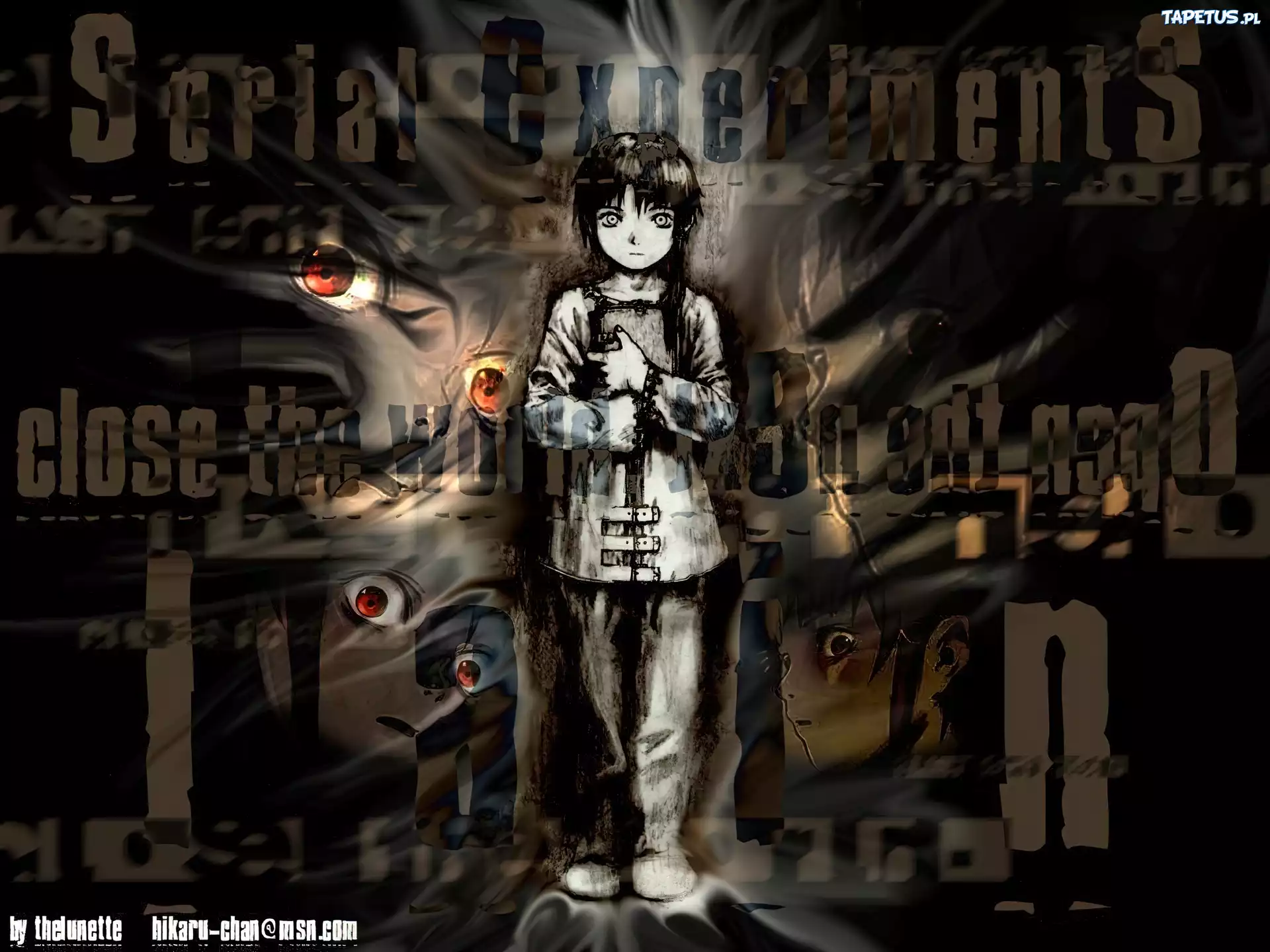 Serial Experiments Lain, chłopiec, czerwone oczy
