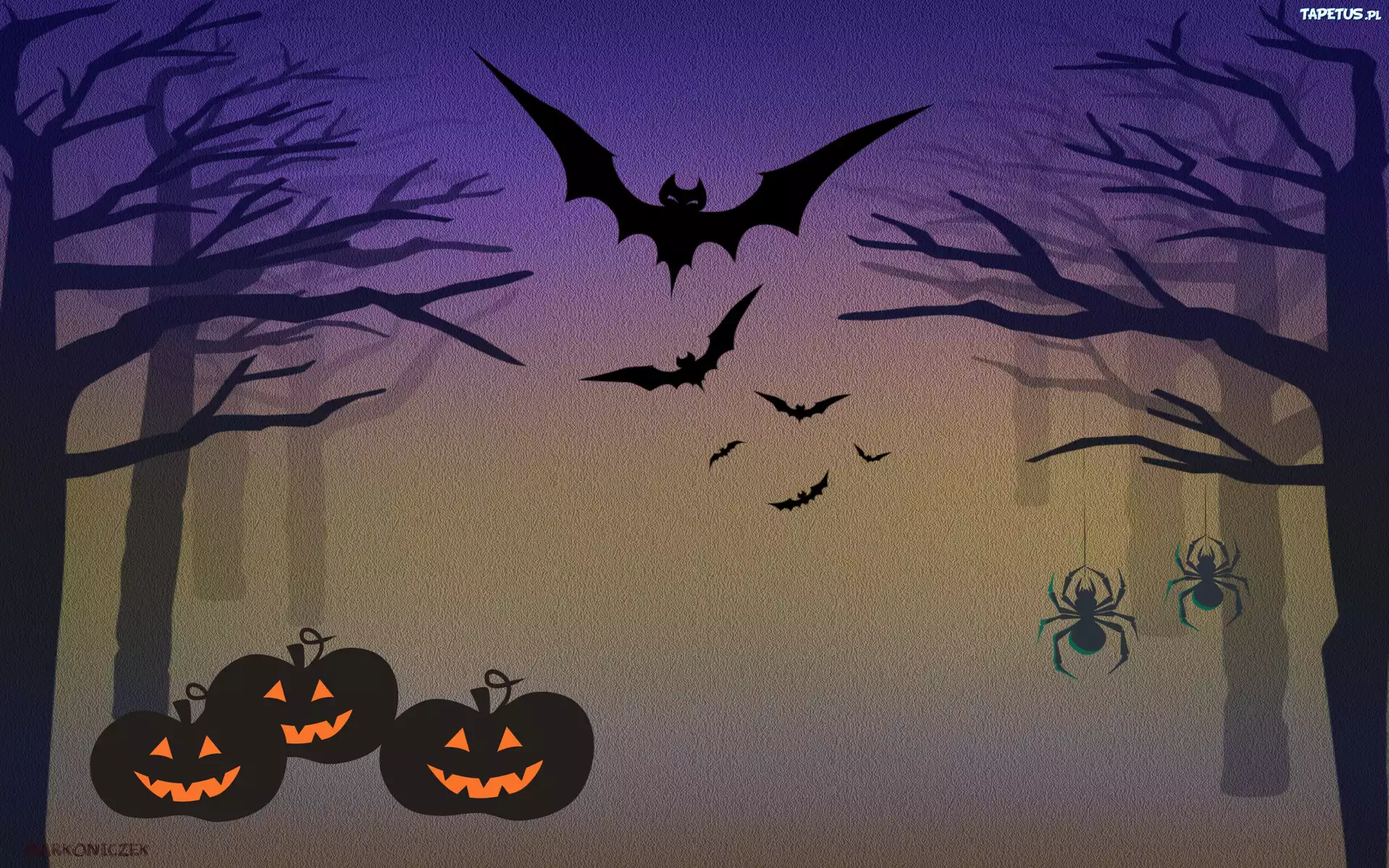 Halloween, Drzewa, Dynie