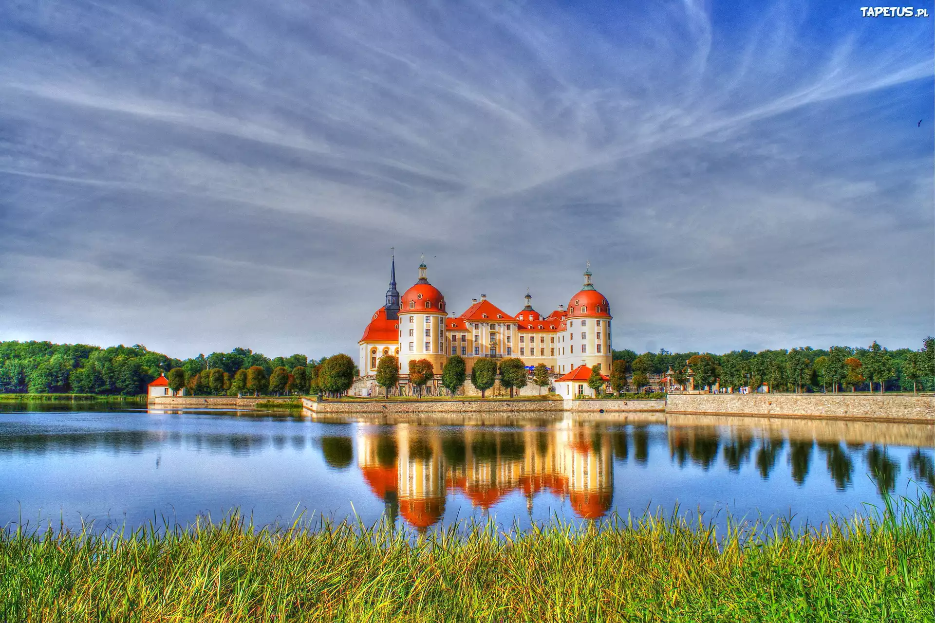 Zamek, Moritzburg, Saksonia, Niemcy, Odbicie